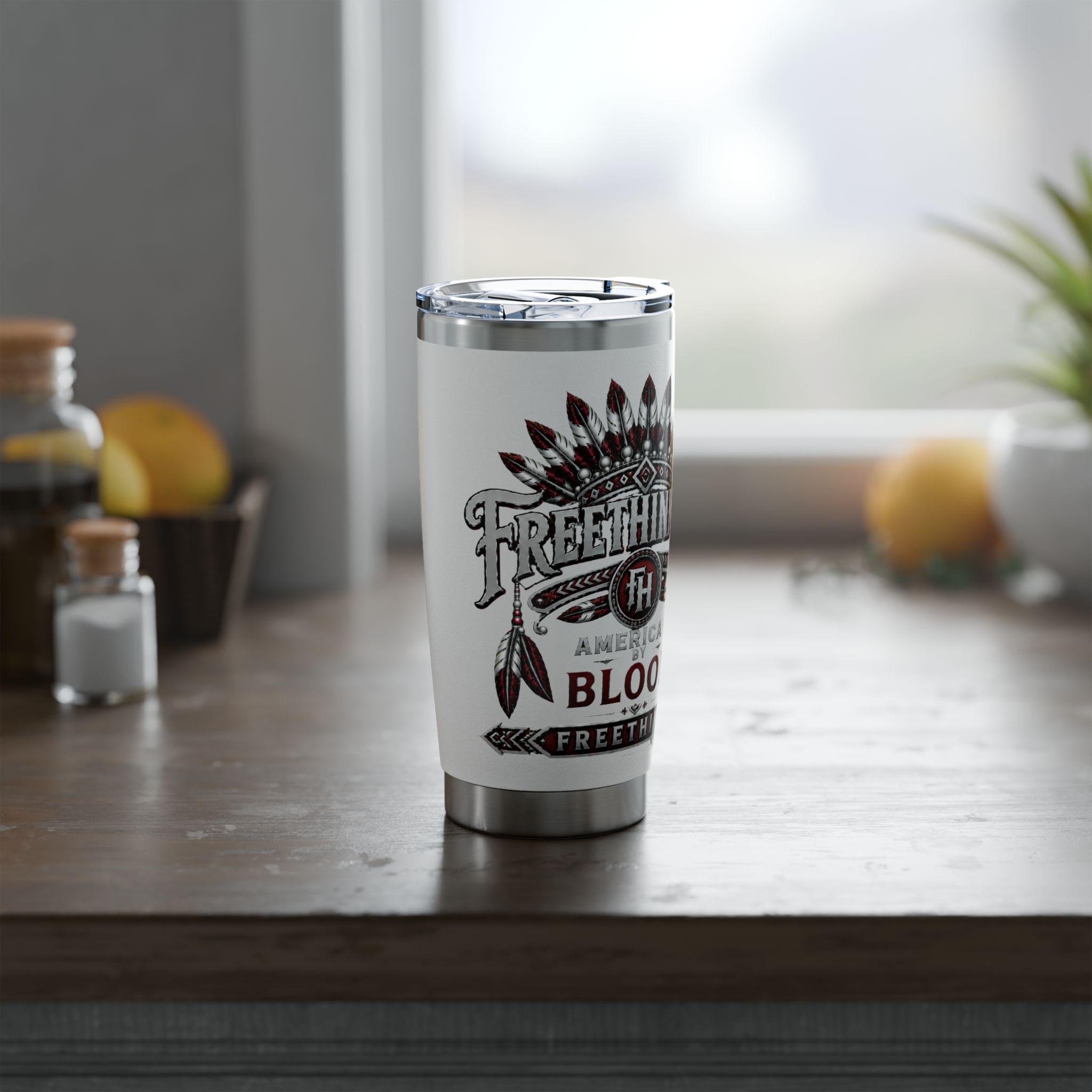 FreeThinkers Hahom Native Headdress 20oz Tumbler | Stainless Steel Travel Cup, view 11