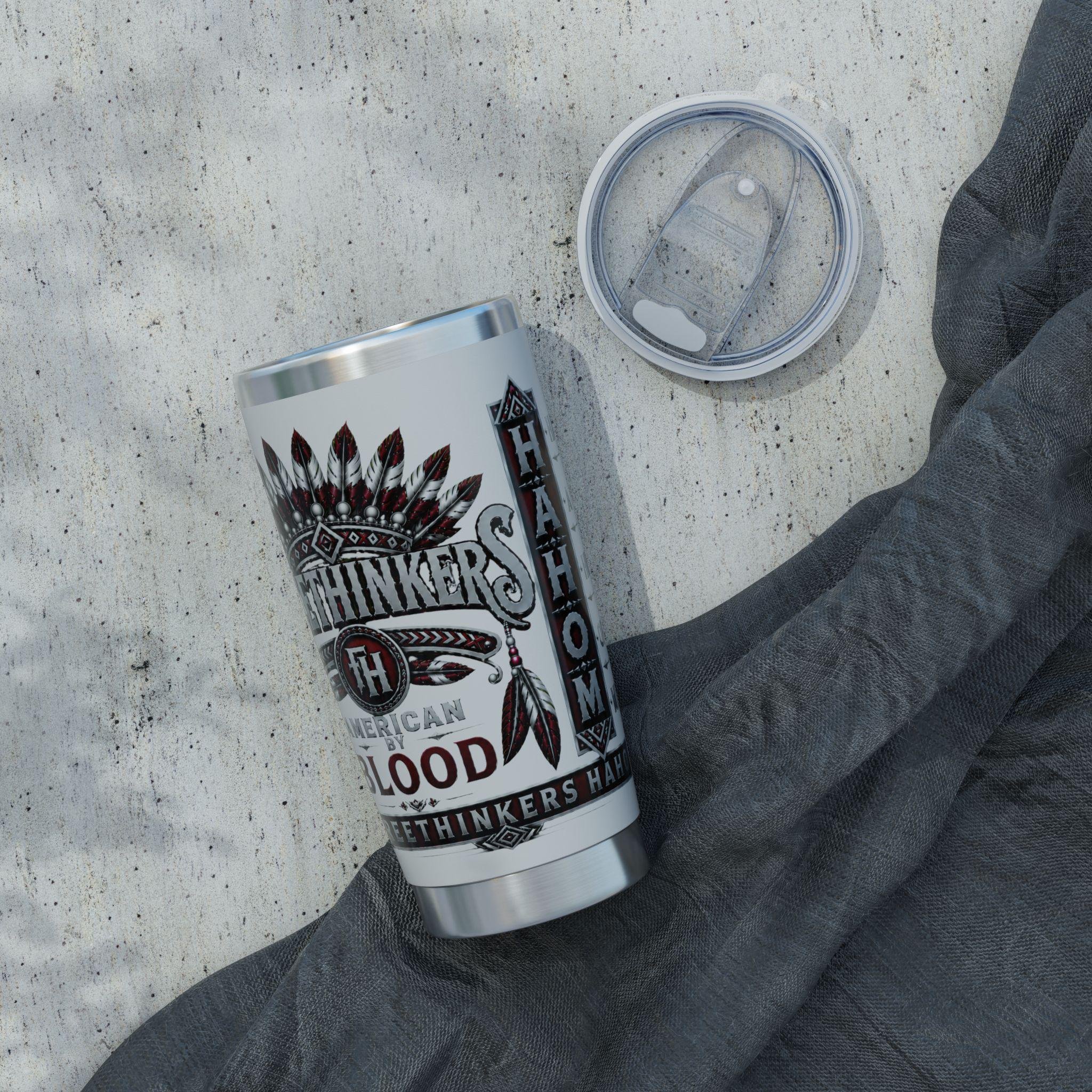 FreeThinkers Hahom Native Headdress 20oz Tumbler | Stainless Steel Travel Cup, view 12