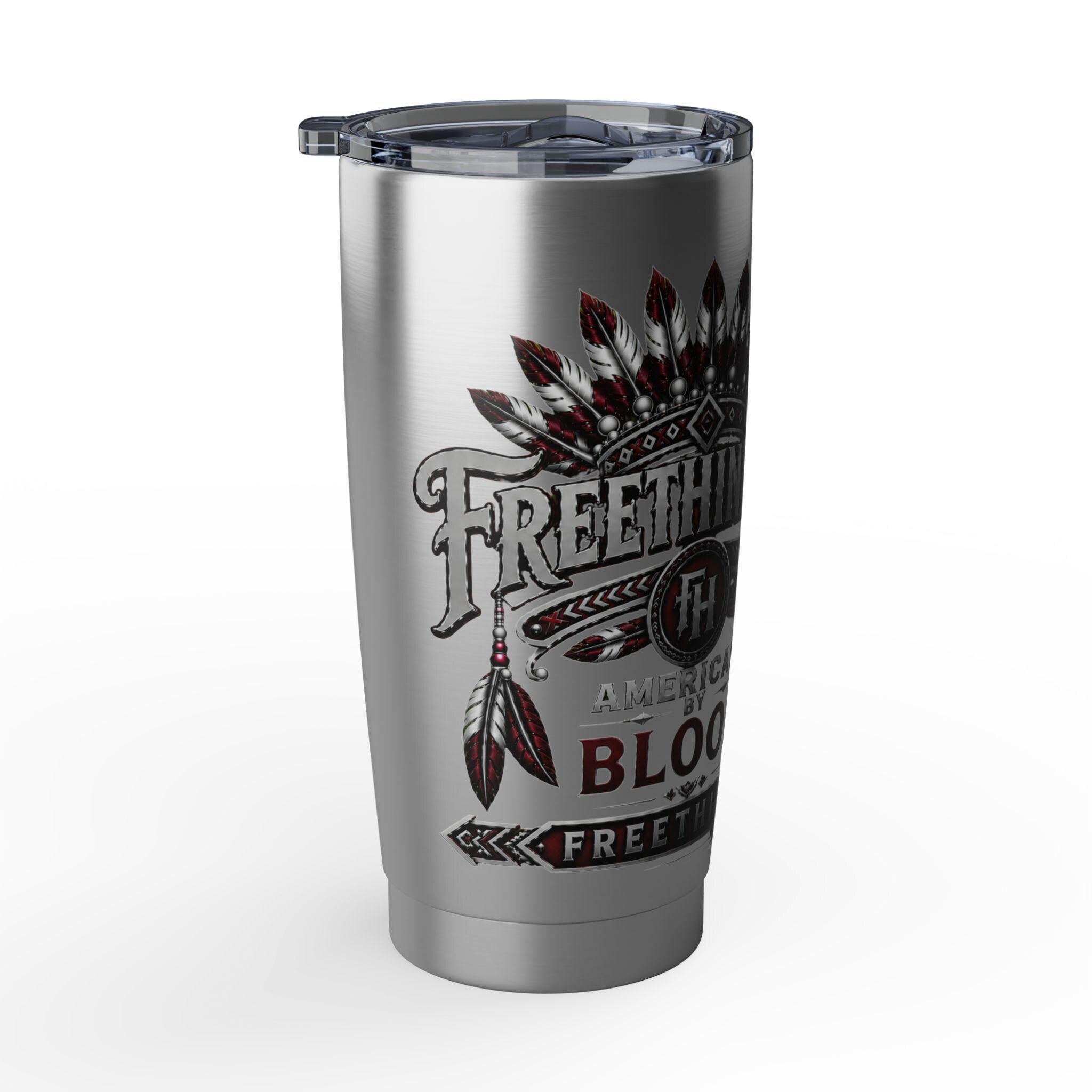 FreeThinkers Hahom Native Headdress 20oz Tumbler | Stainless Steel Travel Cup, view 4