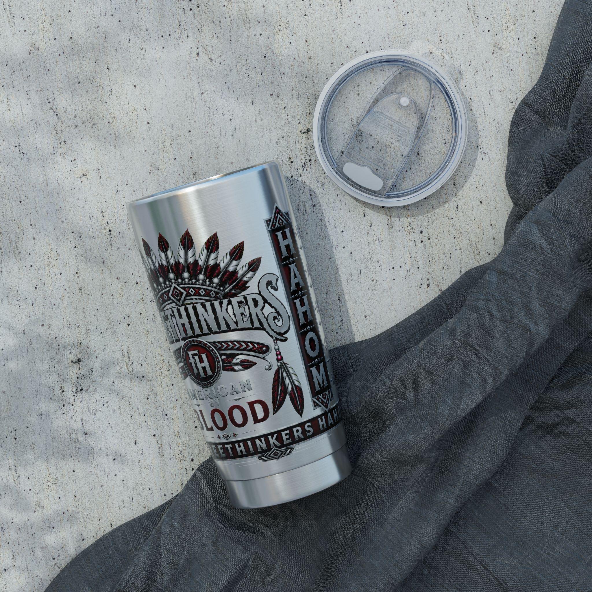 FreeThinkers Hahom Native Headdress 20oz Tumbler | Stainless Steel Travel Cup, view 6