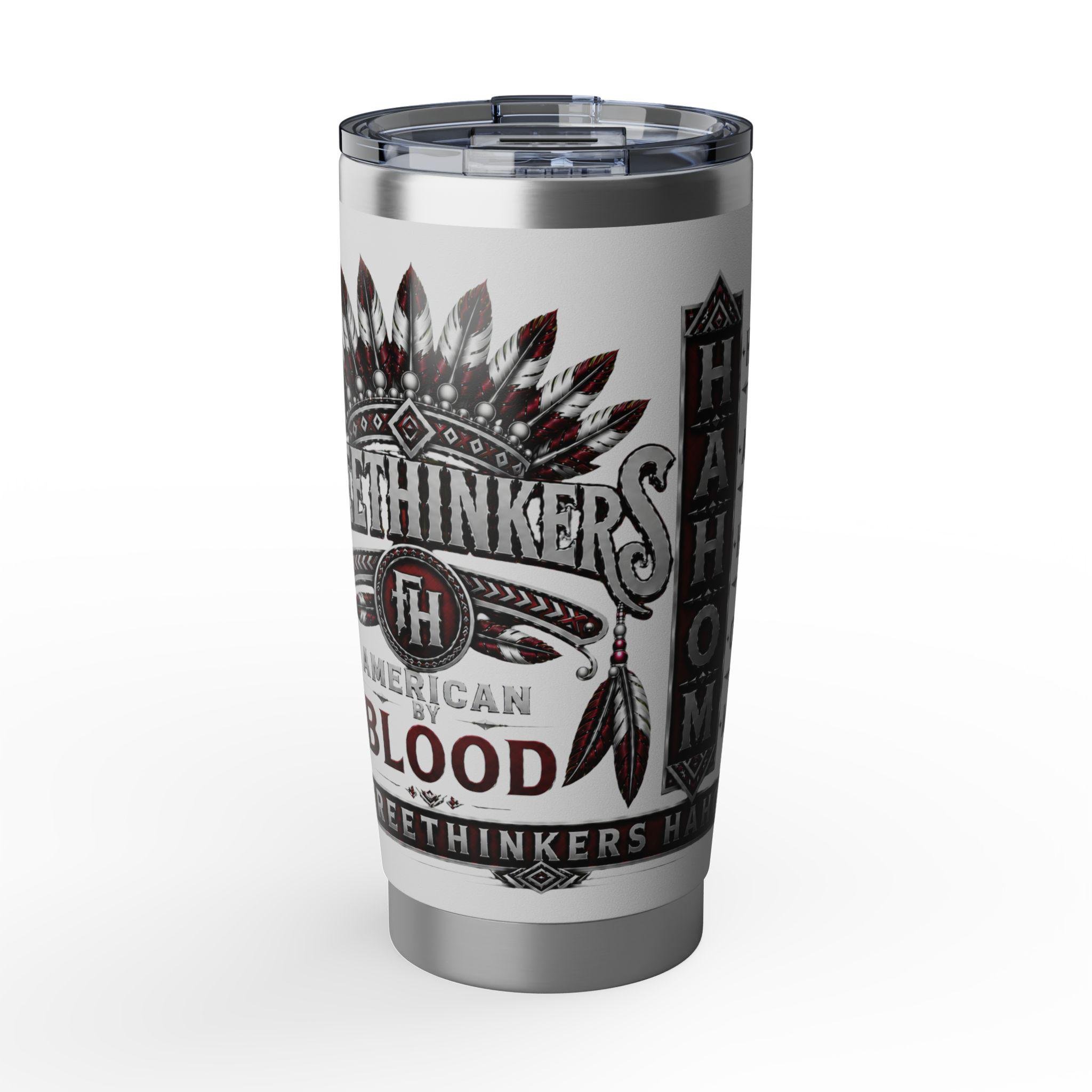FreeThinkers Hahom Native Headdress 20oz Tumbler | Stainless Steel Travel Cup, view 7