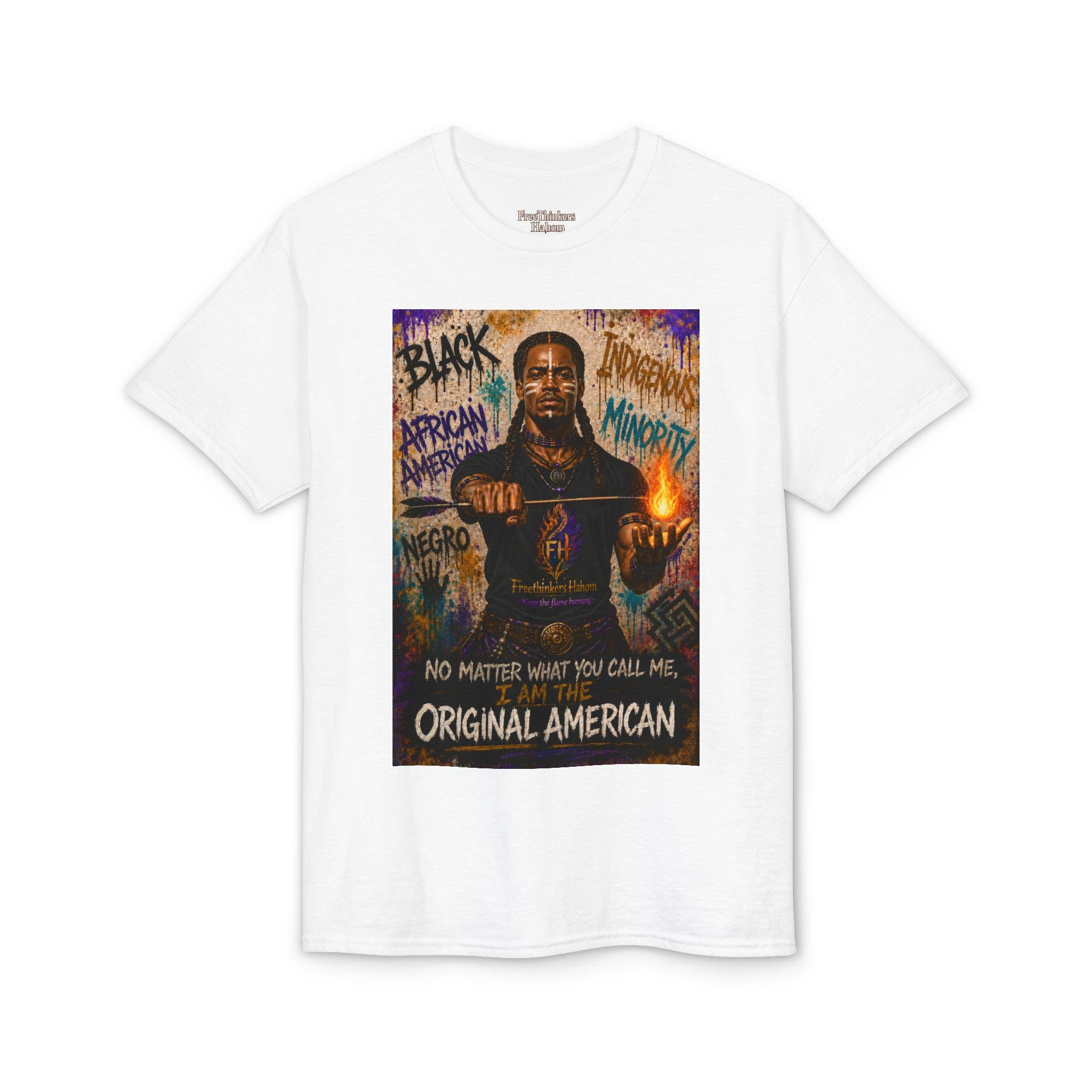 Original American graphic T-Shirt | Black History silhouette, graffiti-style text, view 2