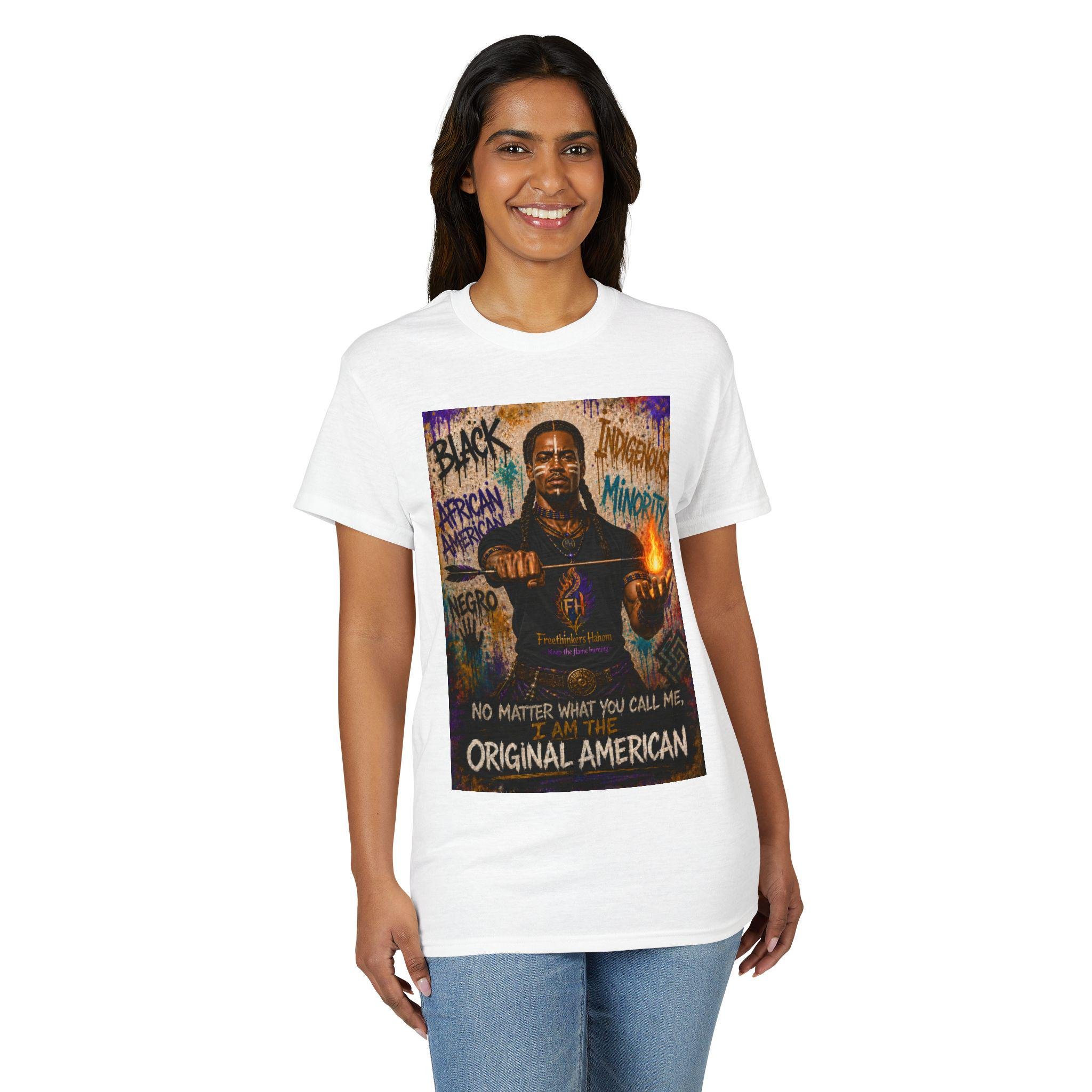Original American graphic T-Shirt | Black History silhouette, graffiti-style text, view 4