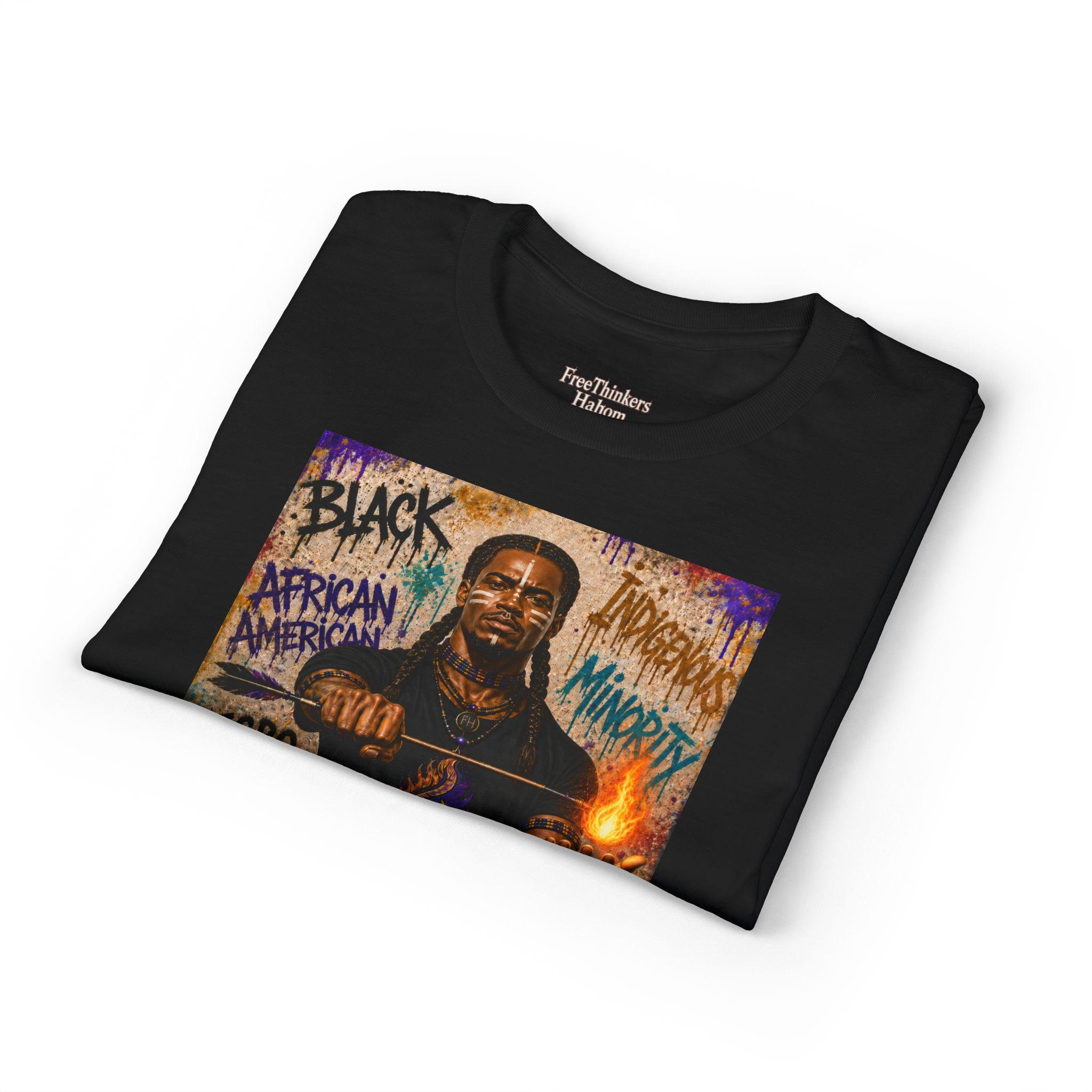 Original American graphic T-Shirt | Black History silhouette, graffiti-style text, view 7