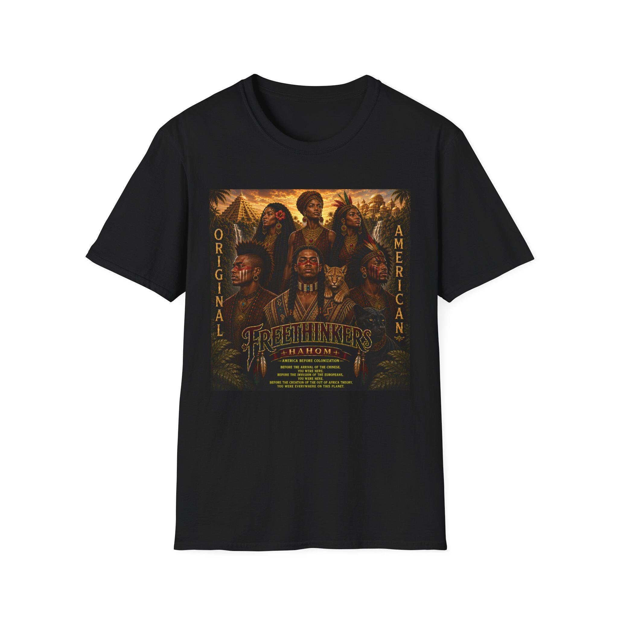 Original American Autochthonous Heritage portrait T-Shirt | Indigenous leaders artwork, view 3