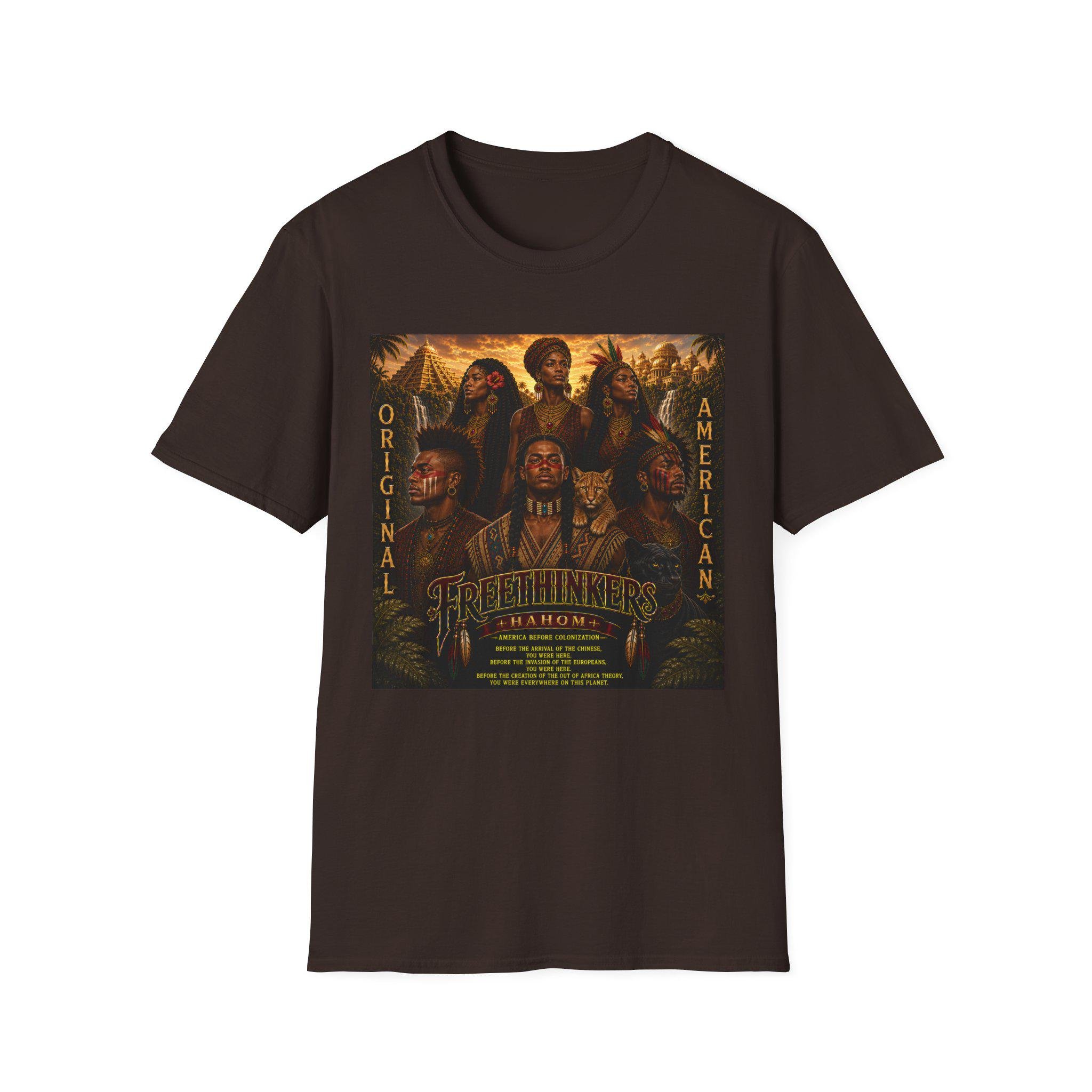Original American Autochthonous Heritage portrait T-Shirt | Indigenous leaders artwork, view 4