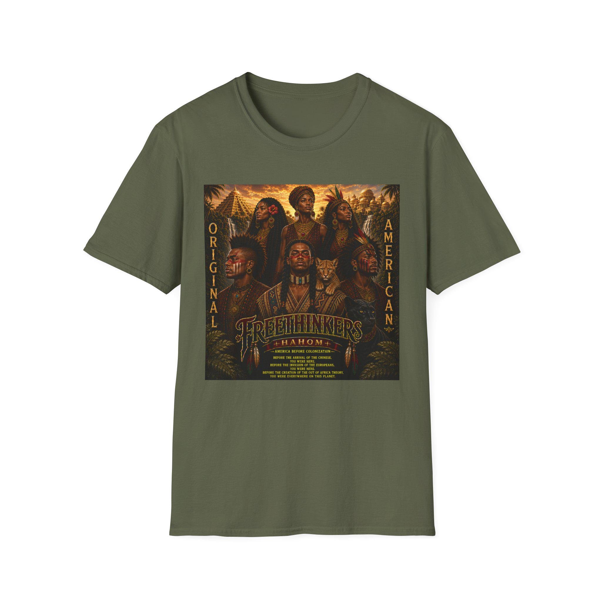 Original American Autochthonous Heritage portrait T-Shirt | Indigenous leaders artwork, view 6