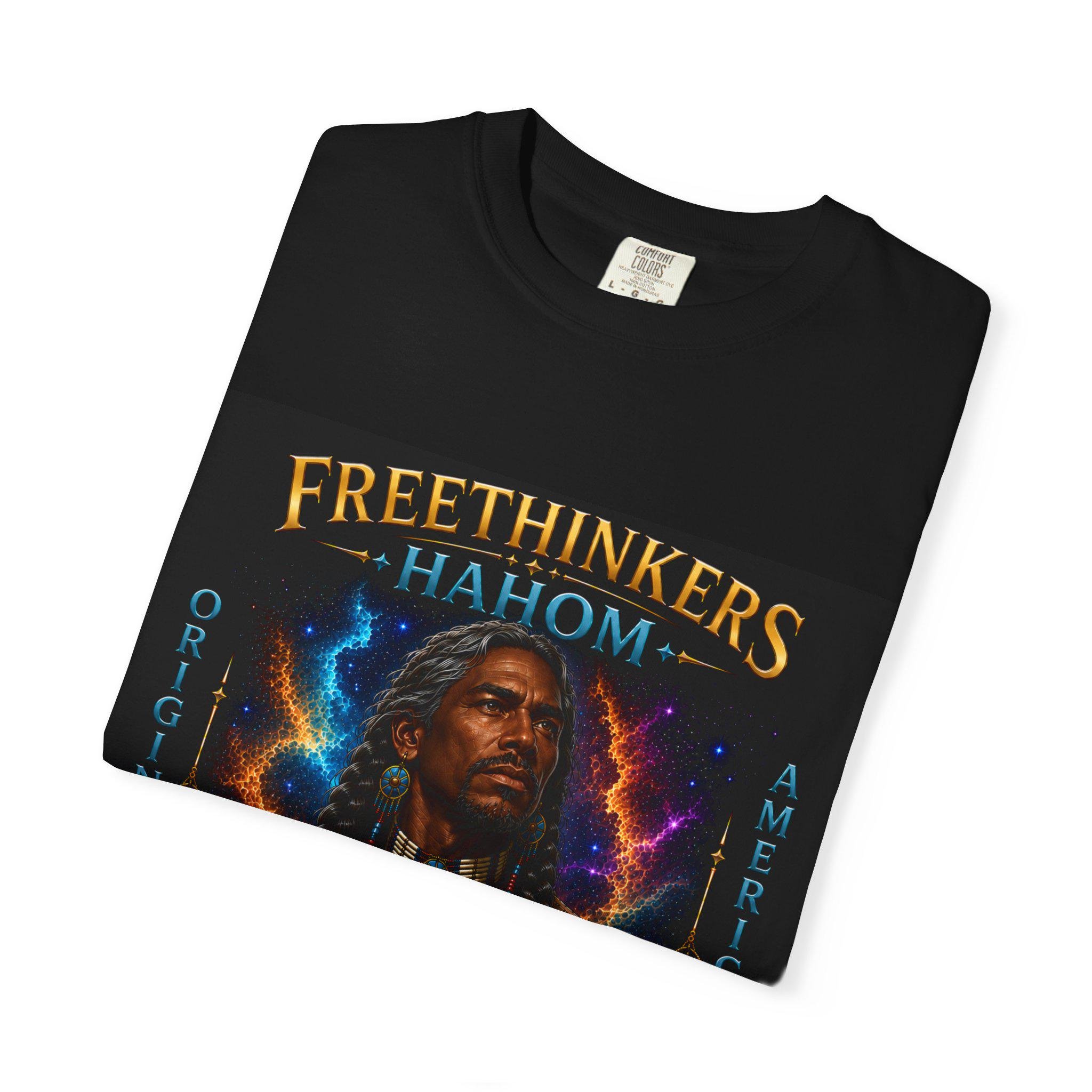 Freethinkers Hahom Original American Logo T-Shirt | Heritage-Inspired Graphic Tee | Unisex Cultural Streetwear, view 5