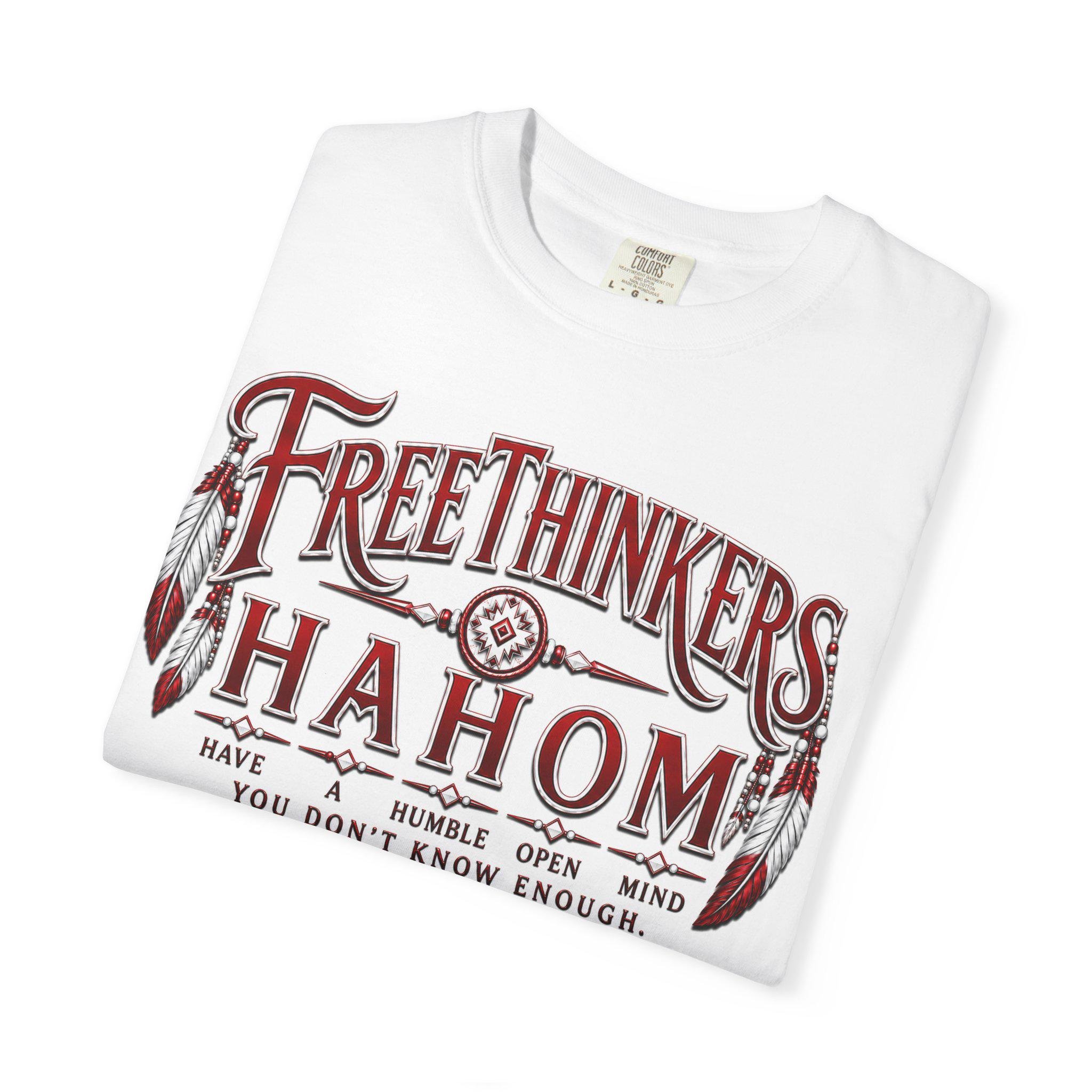 FreeThinkers Hahom typography T-Shirt | Inspirational vintage text design, view 2