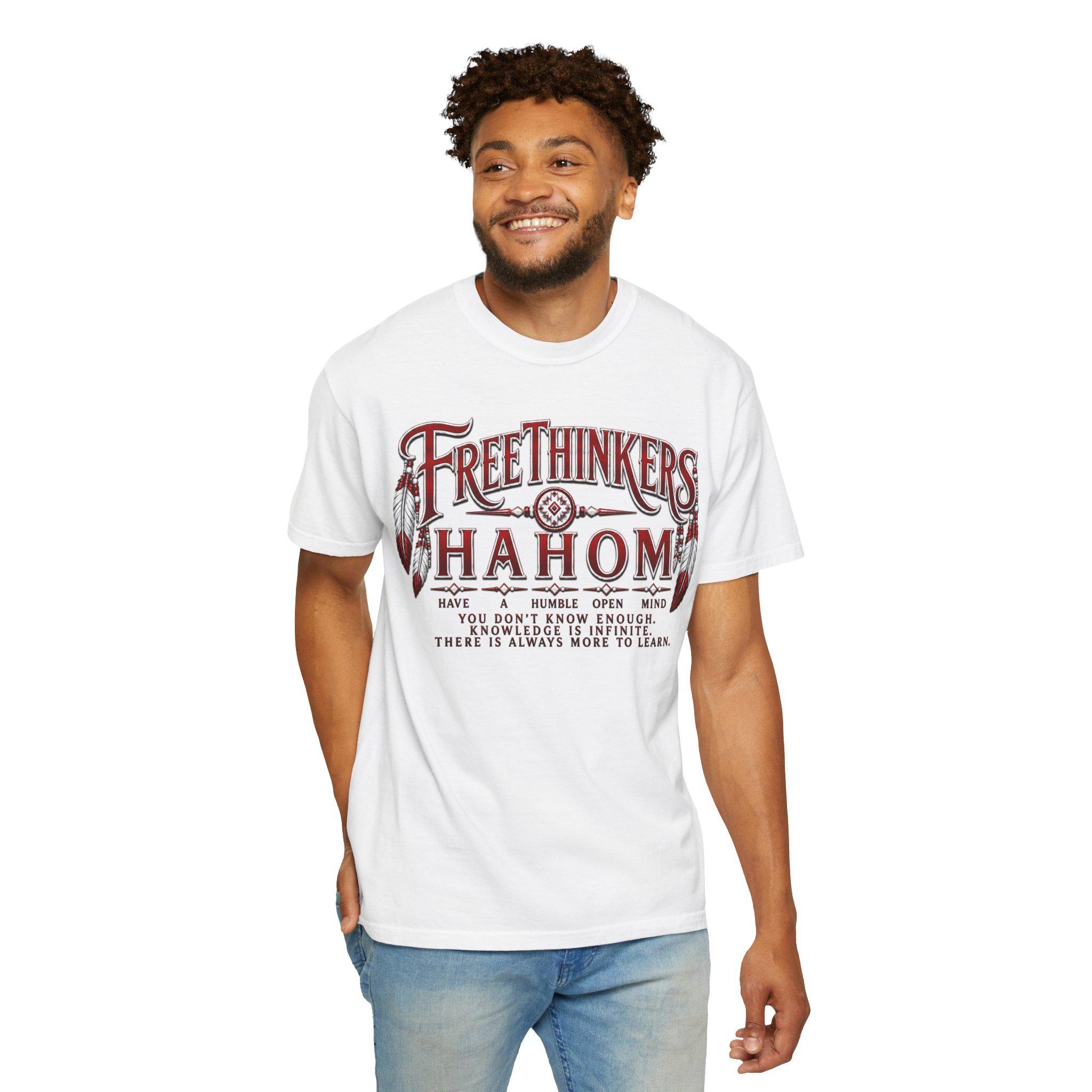 FreeThinkers Hahom typography T-Shirt | Inspirational vintage text design, view 3