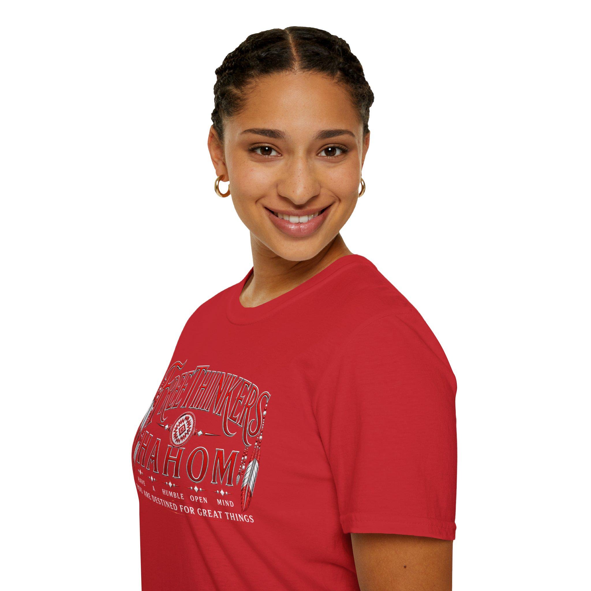 FreeThinkers Hahom T-Shirt | Native Feather Typography Have A Humble Open Mind, view 17
