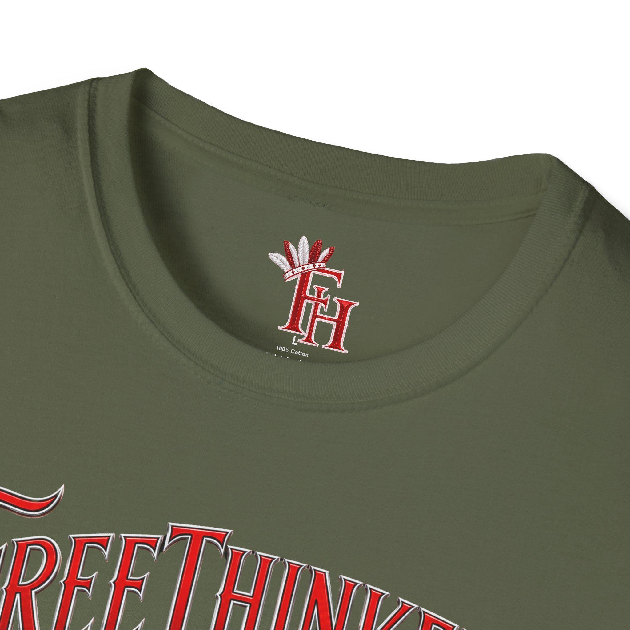 FreeThinkers Hahom T-Shirt | Native Feather Typography Have A Humble Open Mind, view 5