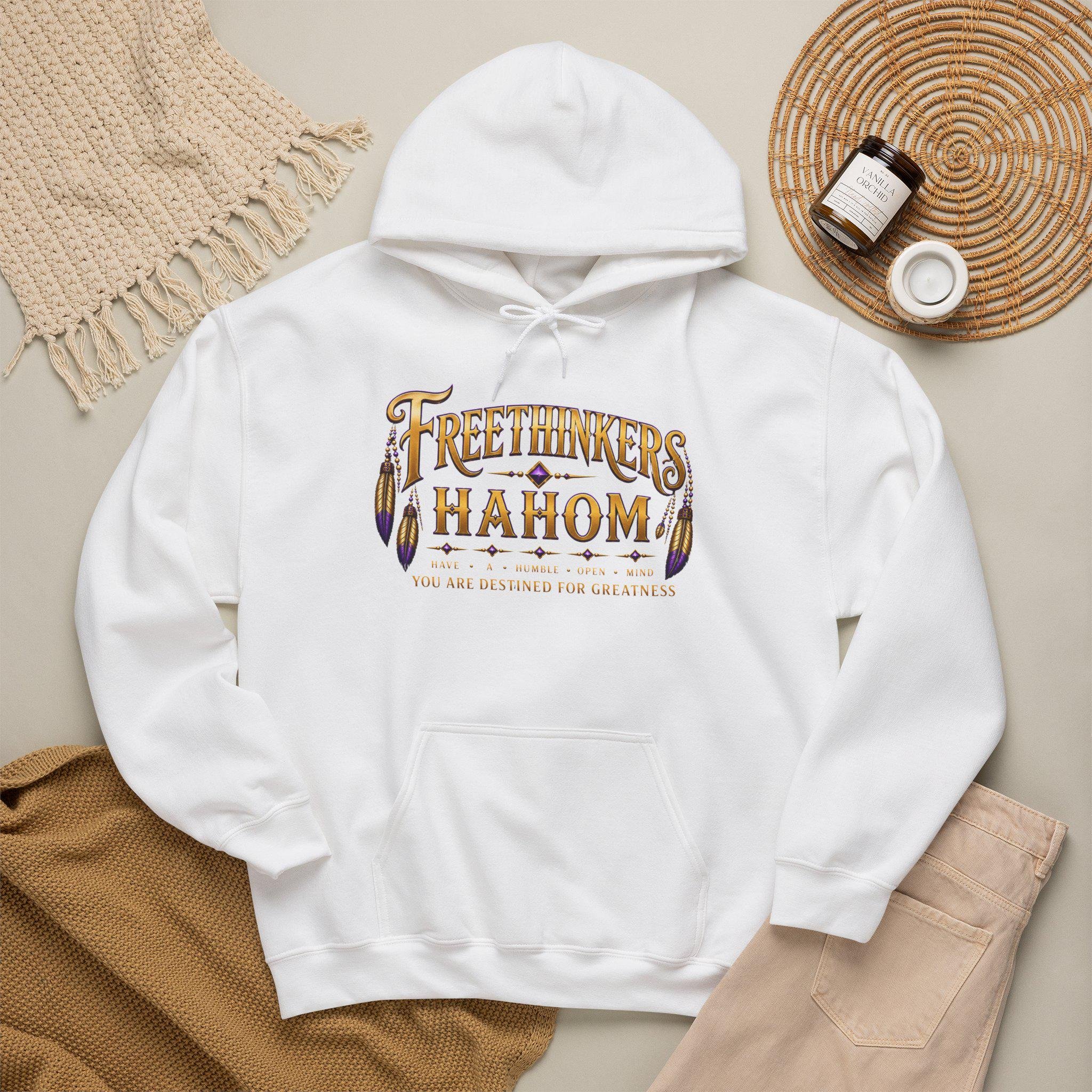 Free Thinkers Hahom hoodie | Spiritual feather lettering sweatshirt, view 11