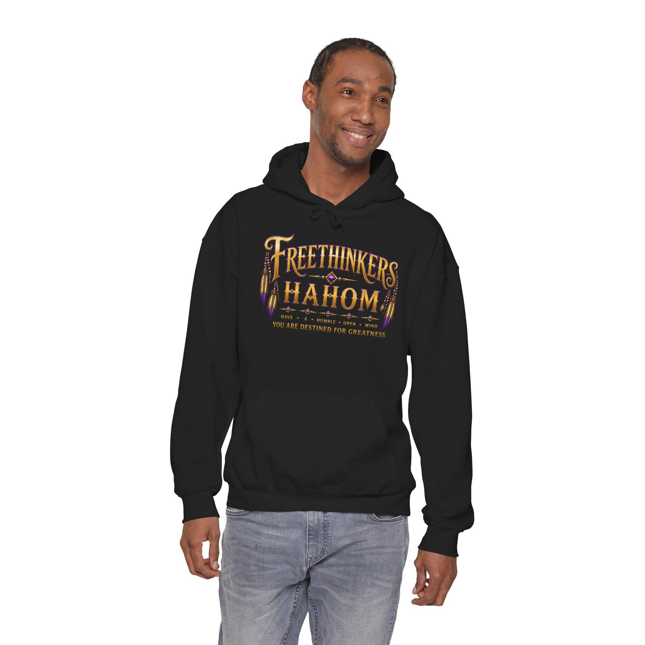 Free Thinkers Hahom hoodie | Spiritual feather lettering sweatshirt, view 18