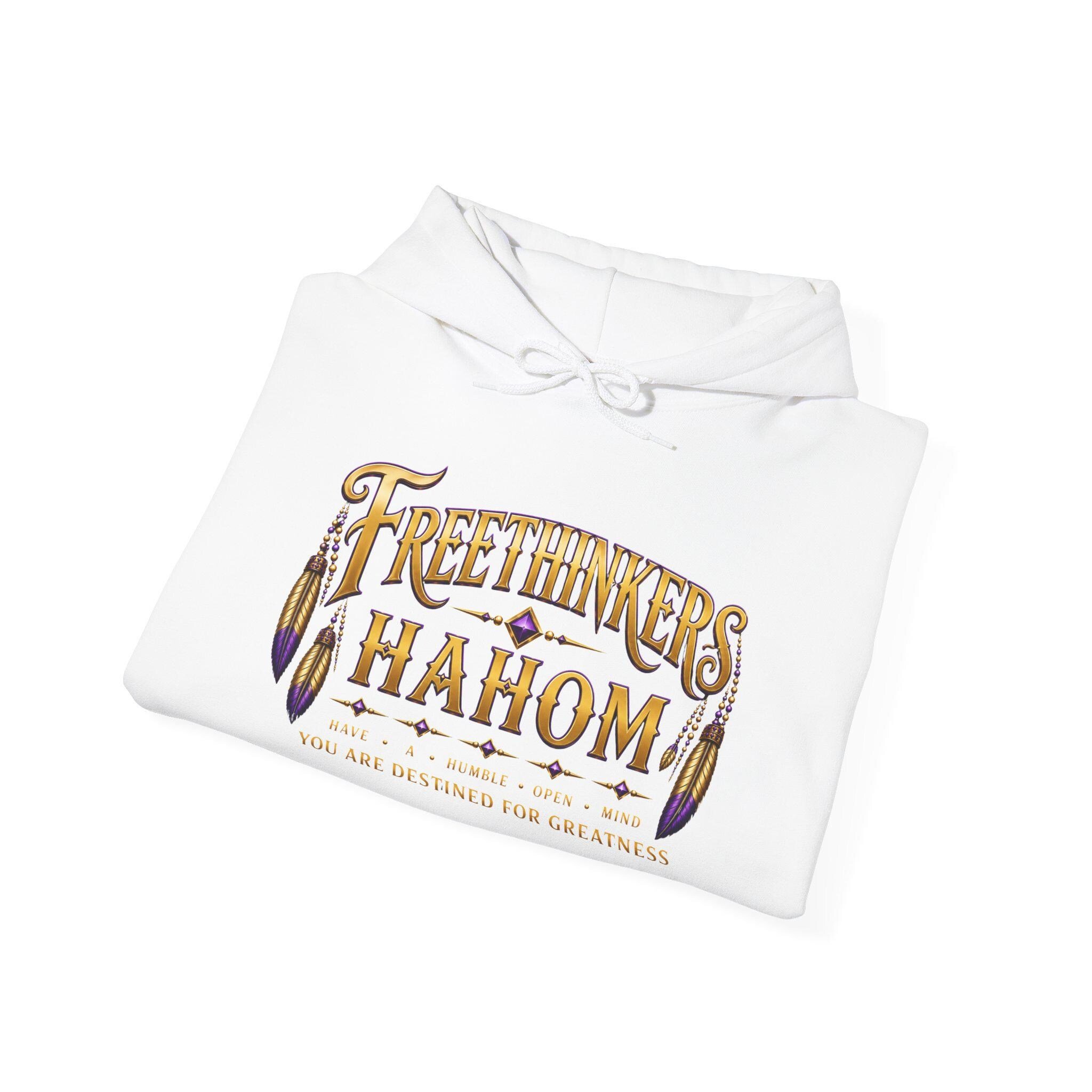 Free Thinkers Hahom hoodie | Spiritual feather lettering sweatshirt, view 7