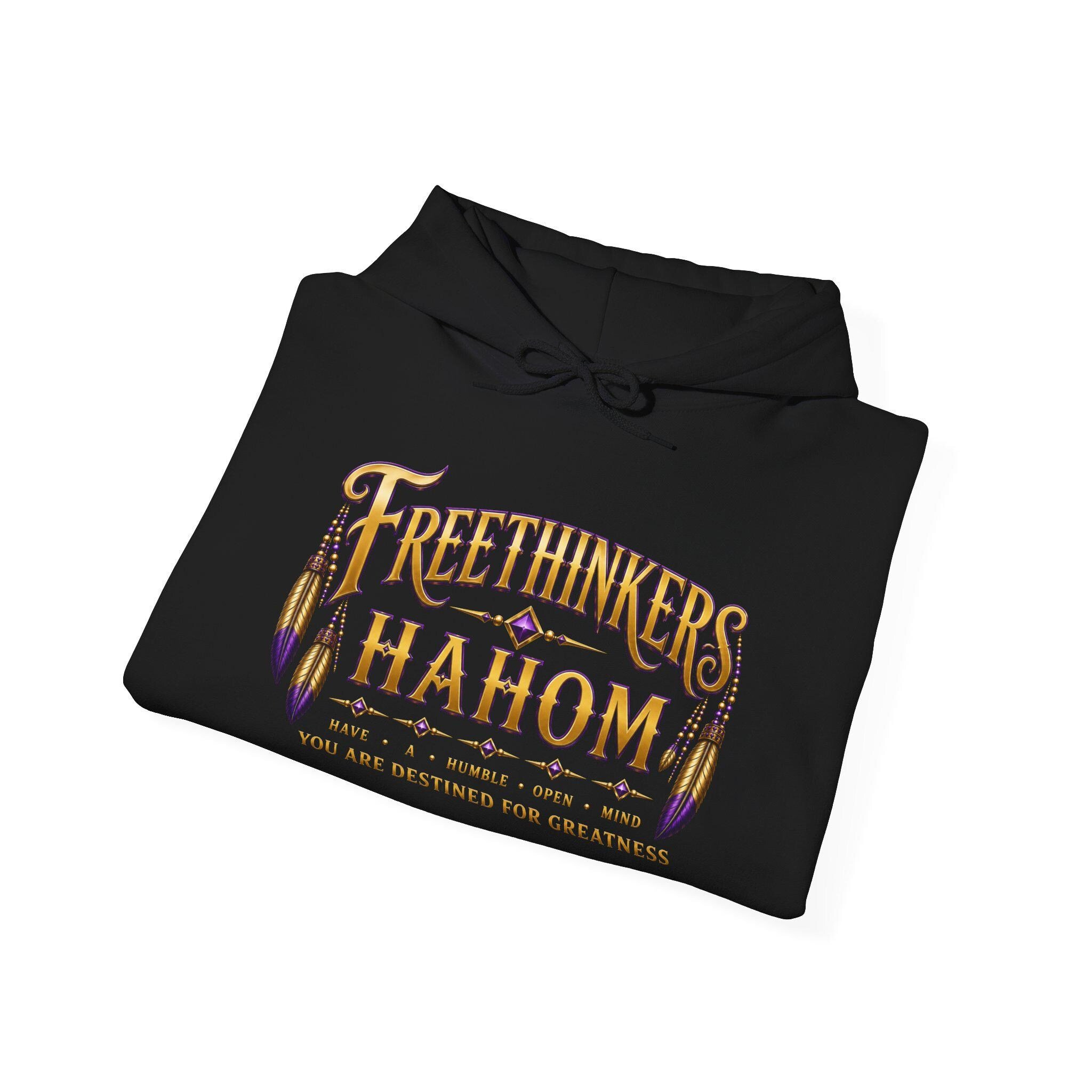 Free Thinkers Hahom hoodie | Spiritual feather lettering sweatshirt, view 8