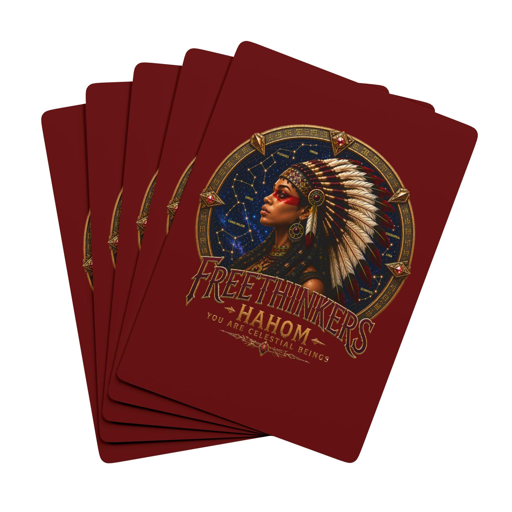 American Chieftess Headdress Portrait Poker Playing Cards | Freethinkers Illustrated Deck, view 3