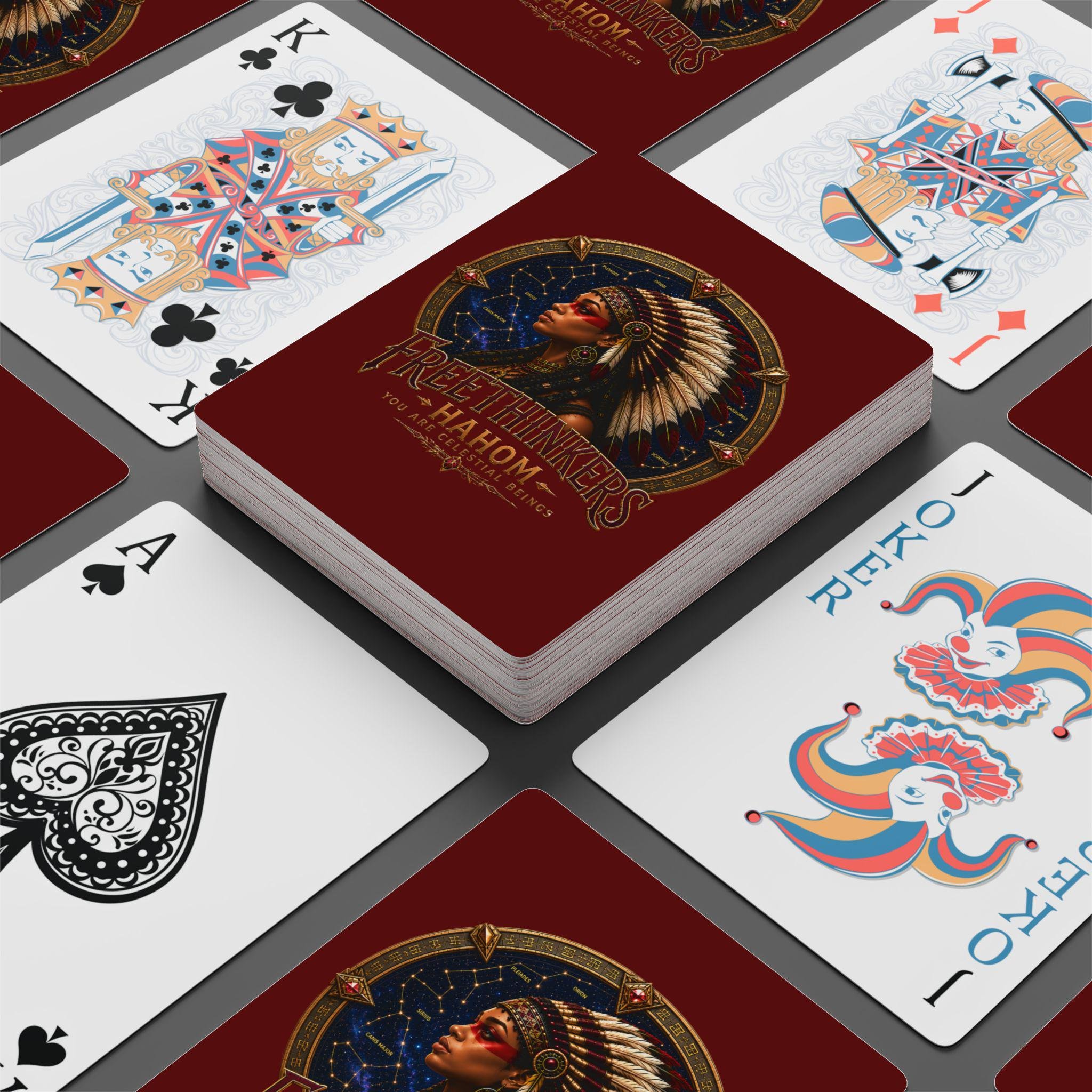 American Chieftess Headdress Portrait Poker Playing Cards | Freethinkers Illustrated Deck, view 5