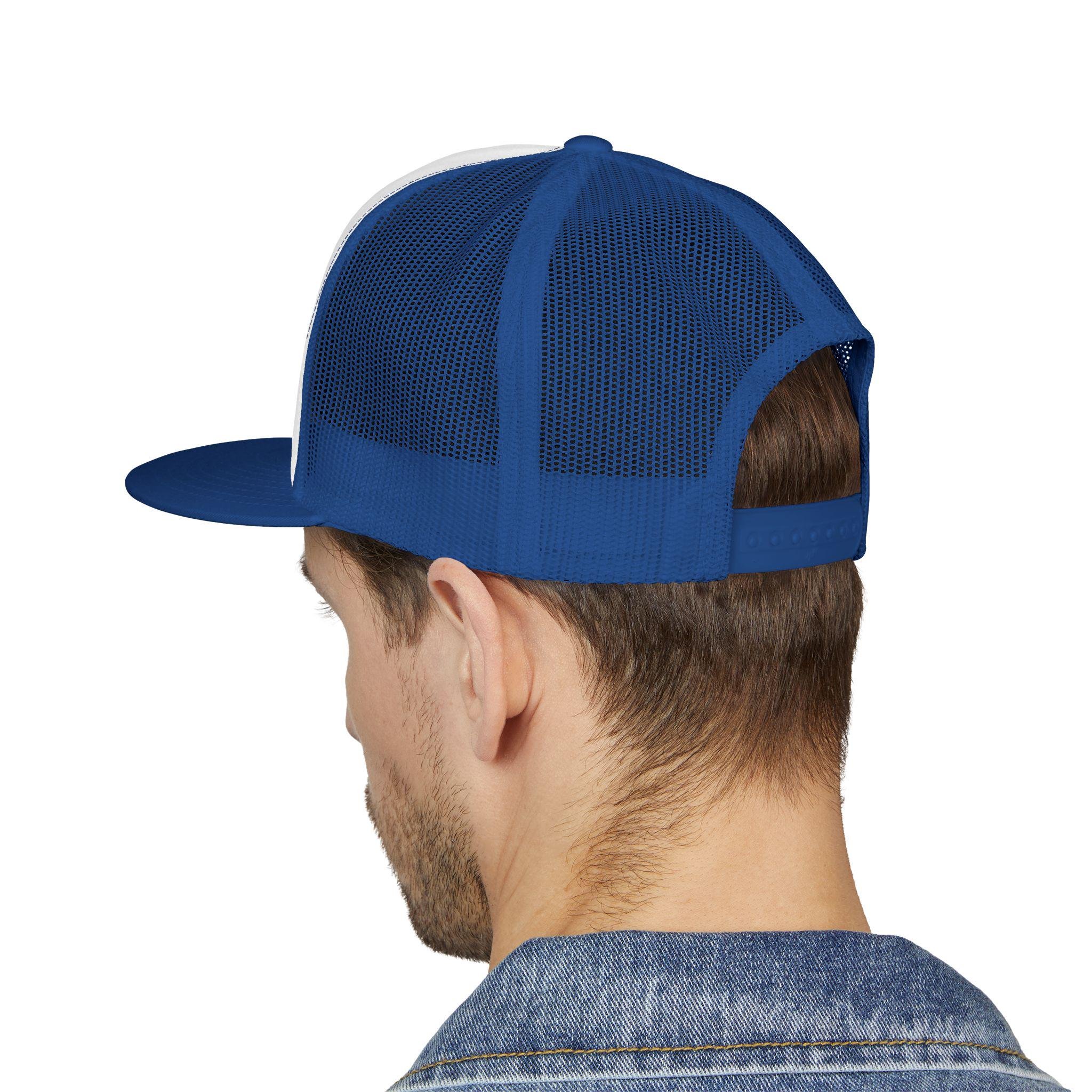 Navy Feather Headdress Trucker Cap | Embroidered Native Feather Design, view 16