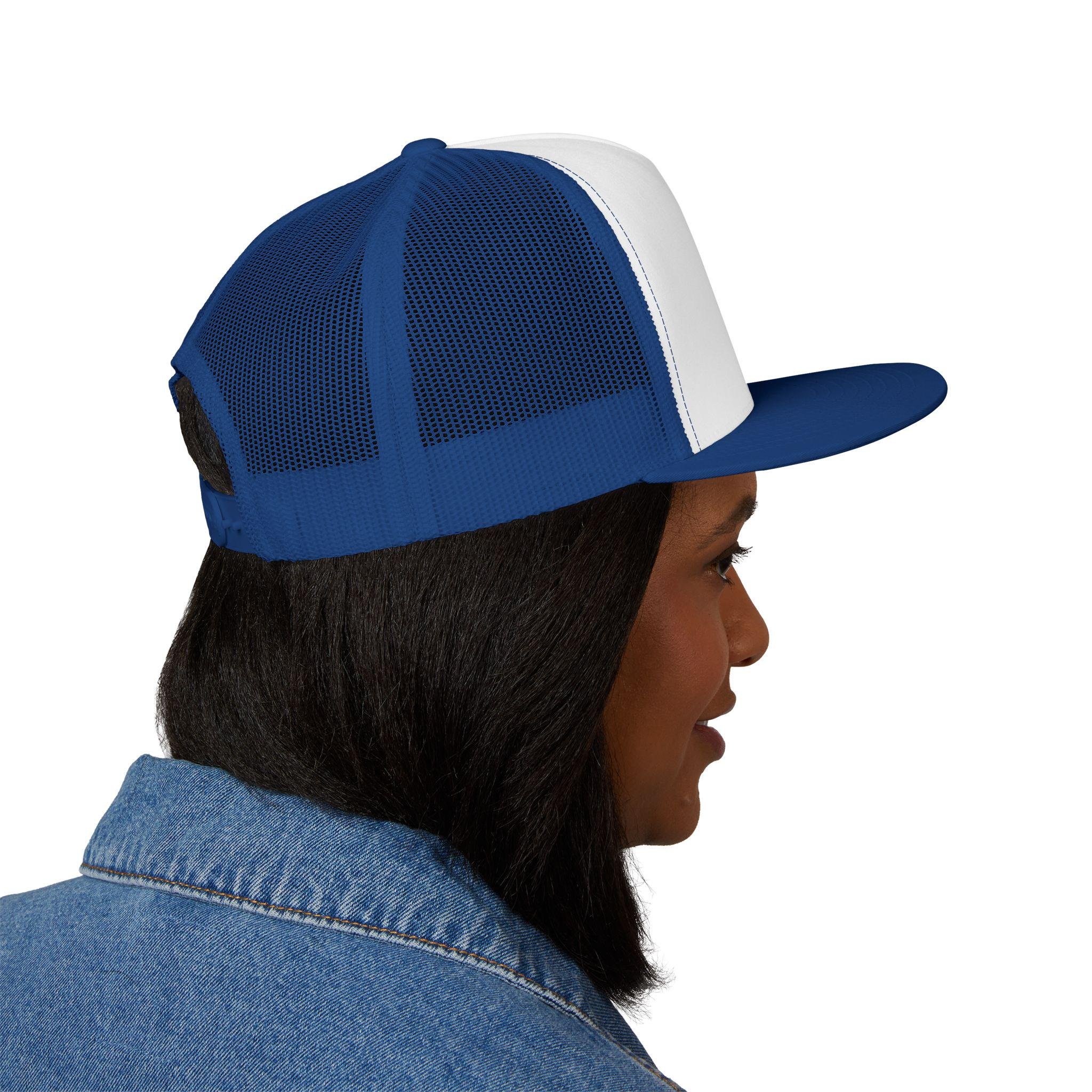 Navy Feather Headdress Trucker Cap | Embroidered Native Feather Design, view 18
