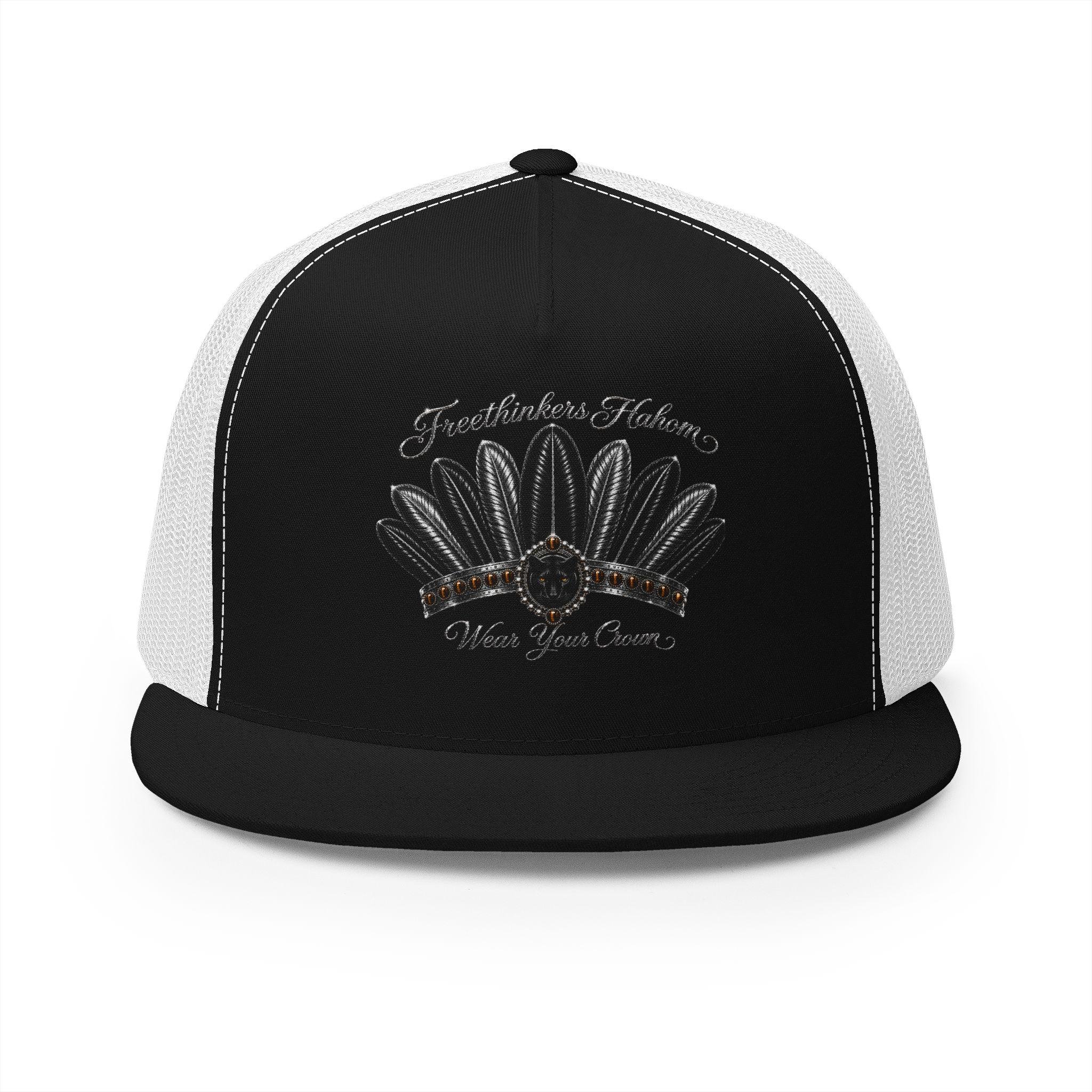 Black Feather Headdress 5 Panel Trucker Cap Native-inspired Design, view 13