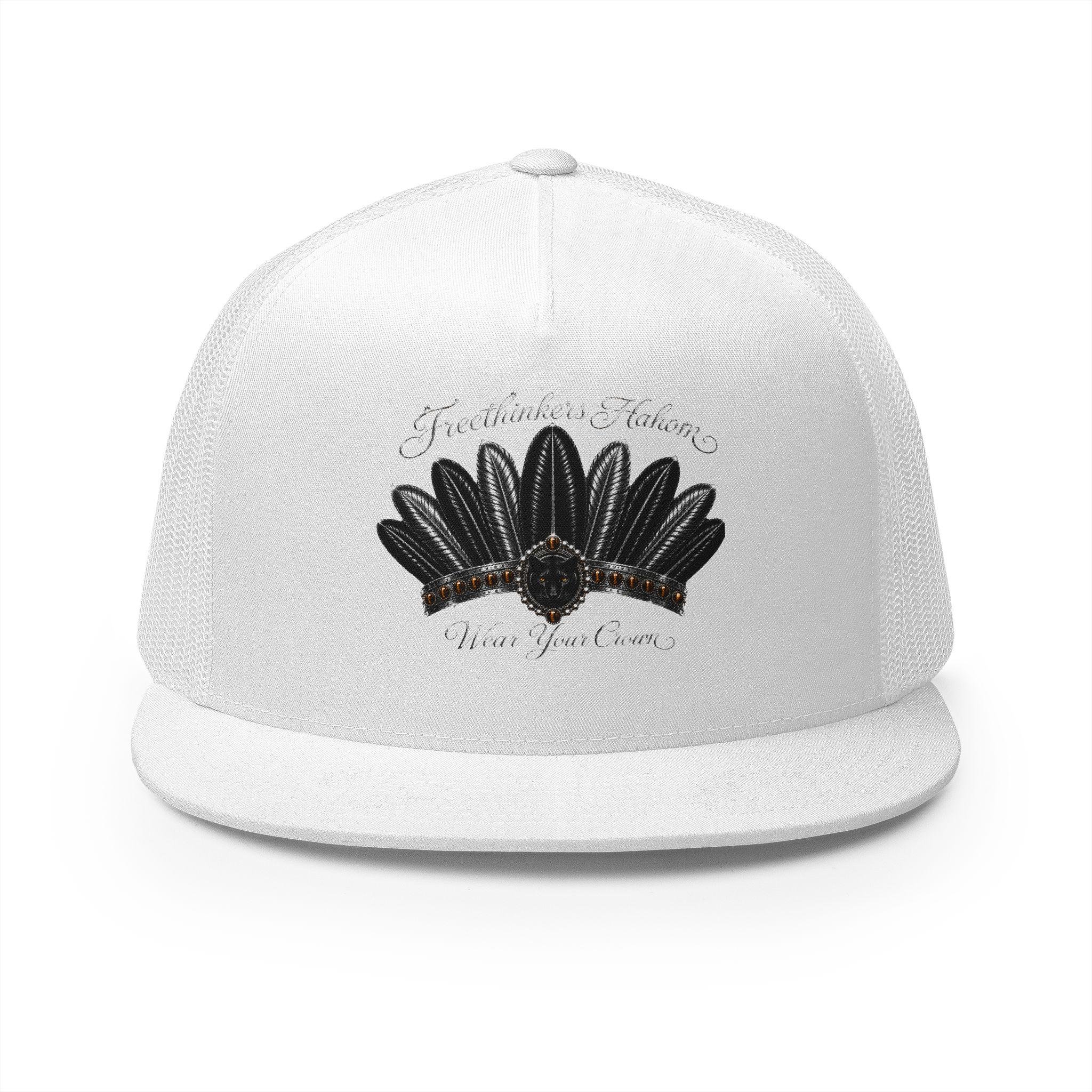 Black Feather Headdress 5 Panel Trucker Cap Native-inspired Design, view 2