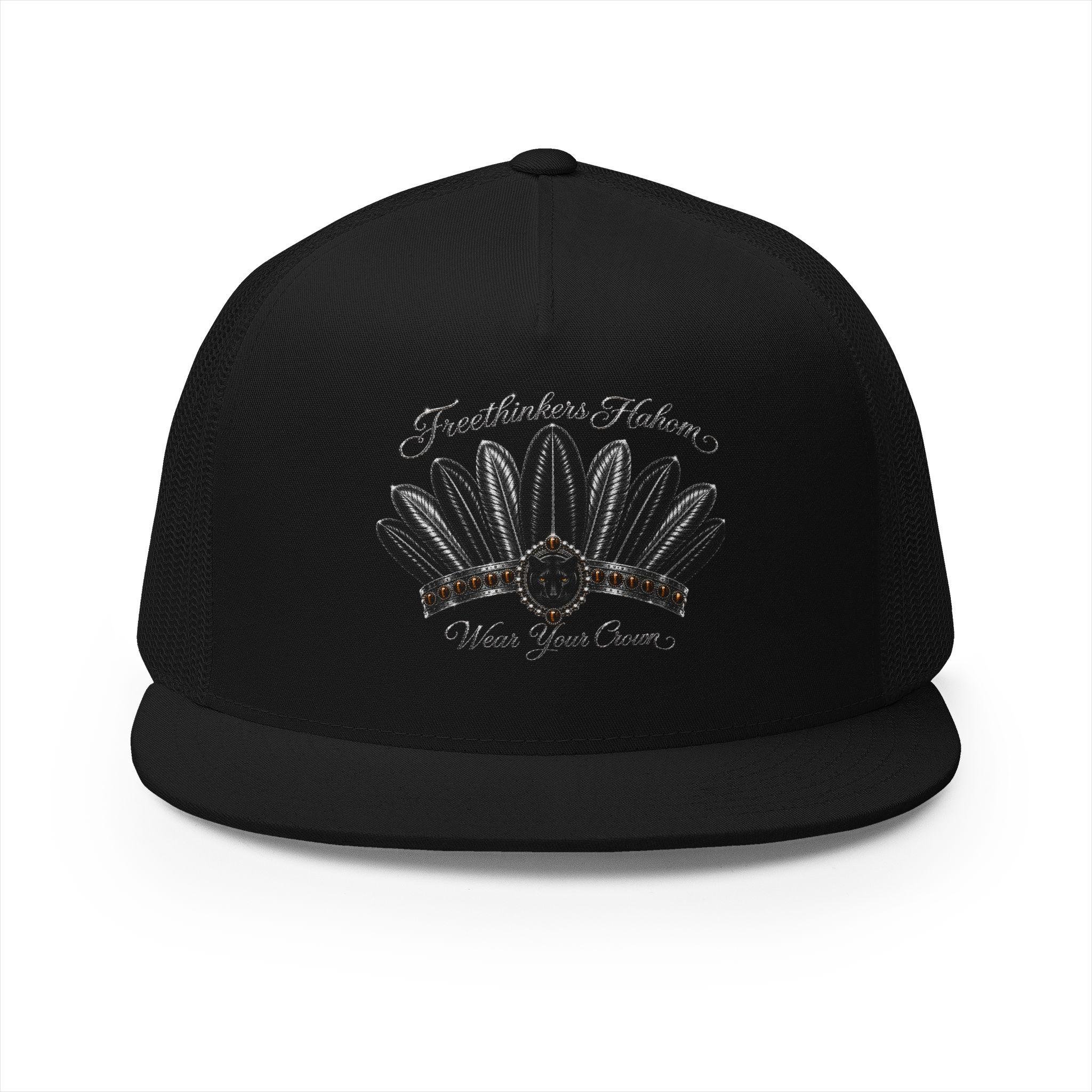 Black Feather Headdress 5 Panel Trucker Cap Native-inspired Design, view 8