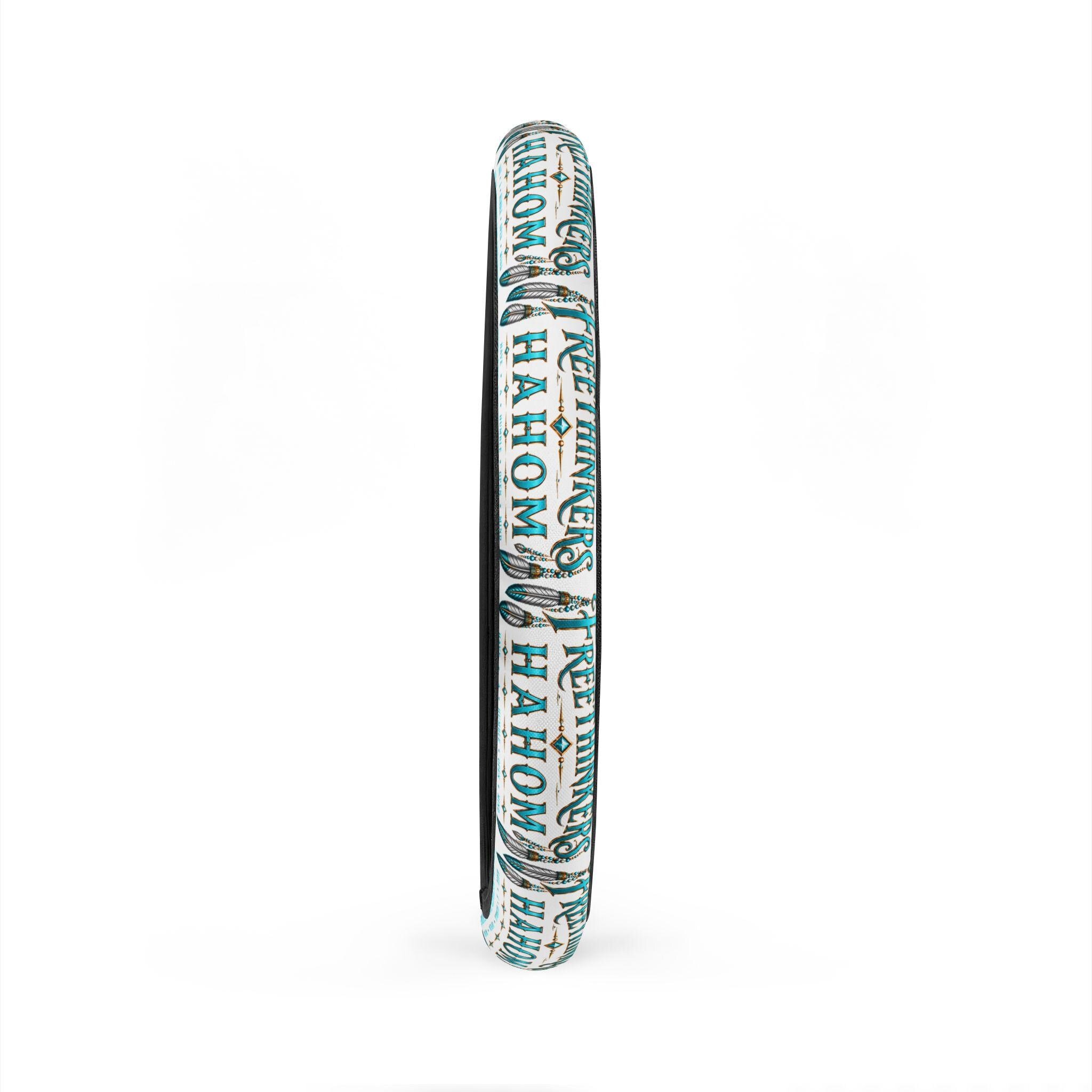 Freethinkers Hahom Teal Tribal Pattern Car Steering Wheel Cover Boho Geometric Print, view 5