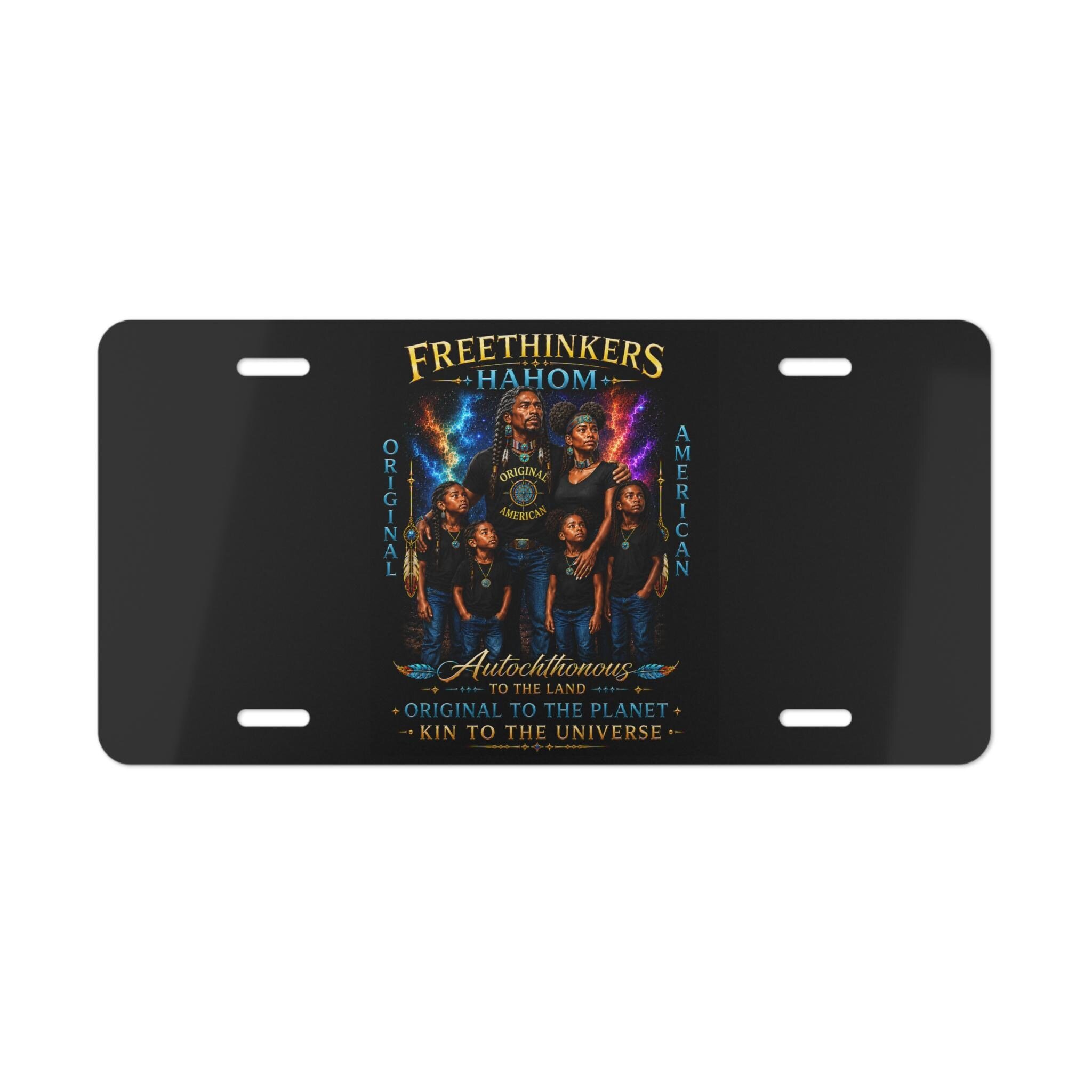 Freethinkers Hahom Indigenous American Family Portrait Vanity Plate | Decorative License Plate