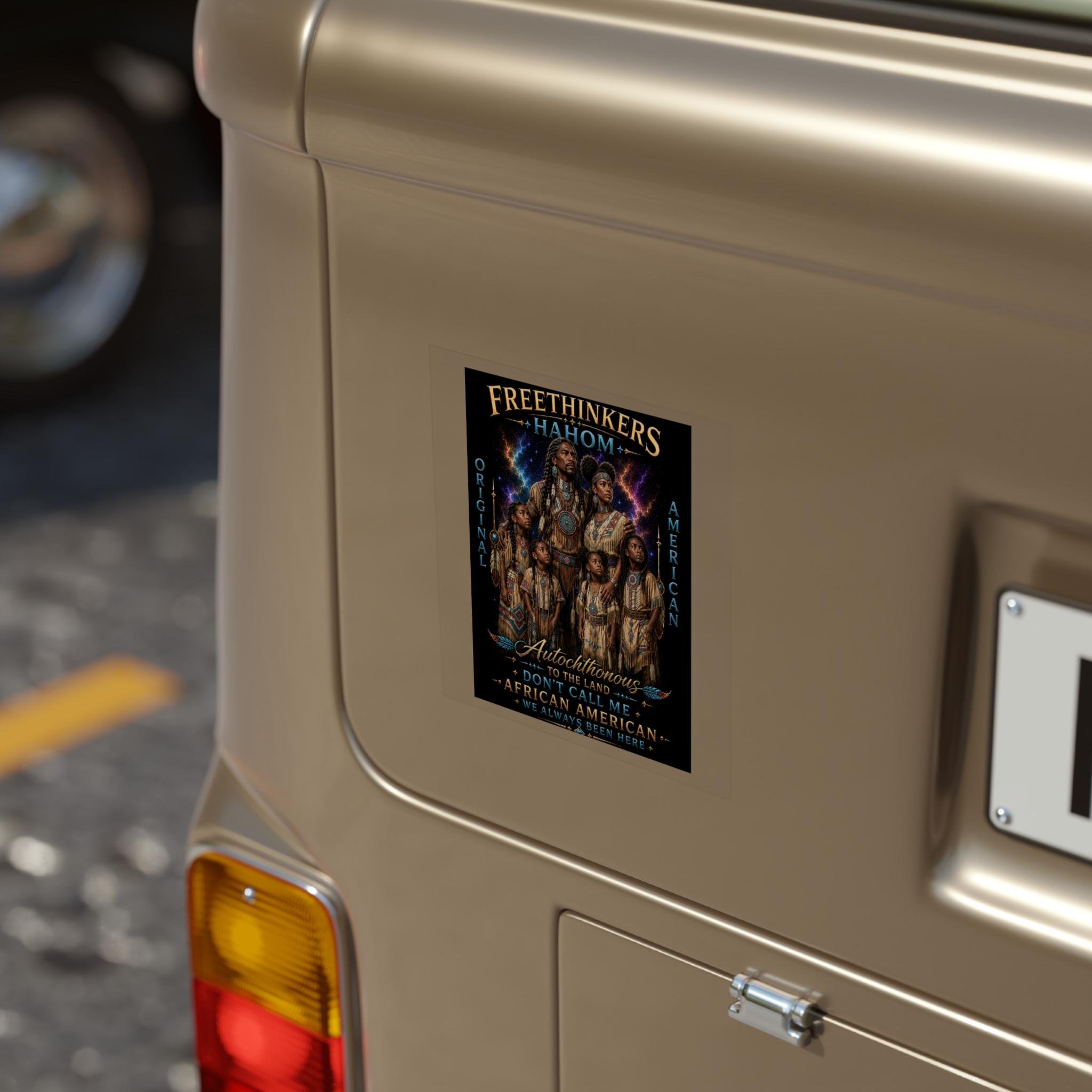 Freethinkers Hahom Original American Family Sticker | Transparent Outdoor Square, view 2