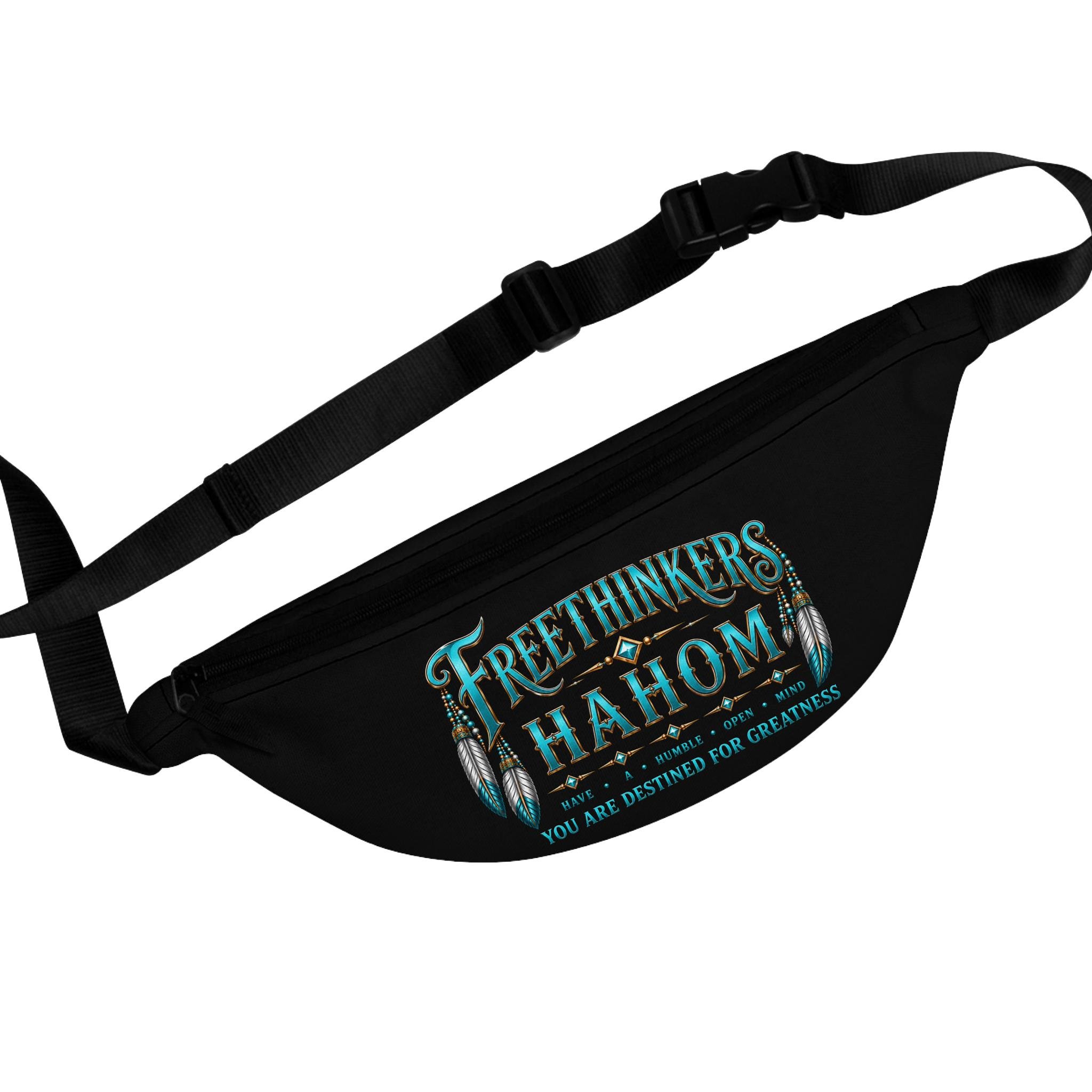 Freethinkers Hahom graphic Fanny Pack | Retro Typography Teal Accents