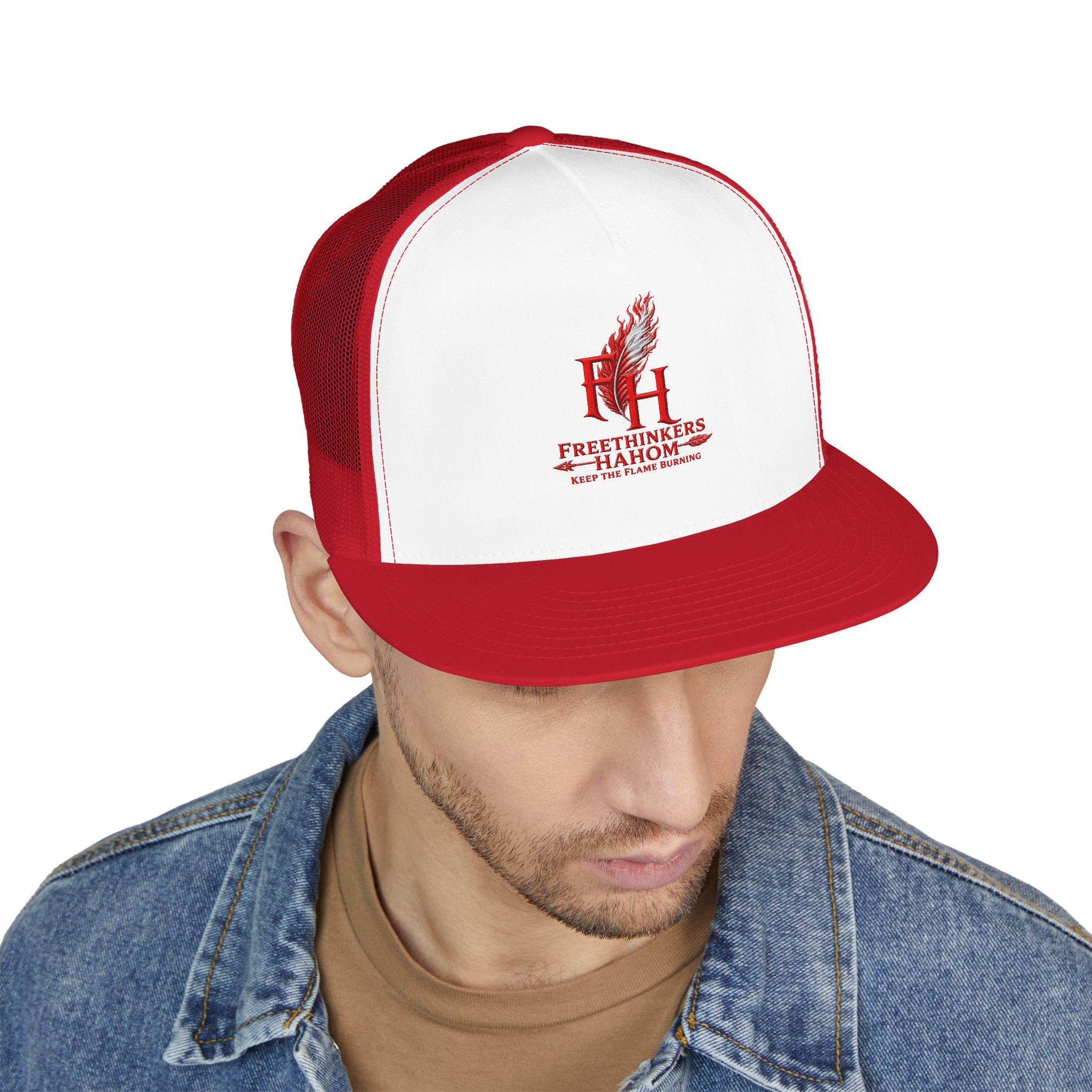 Freethinkers Hahom Flame Feather Truckers Cap | 5-Panel Trucker Cap, view 5