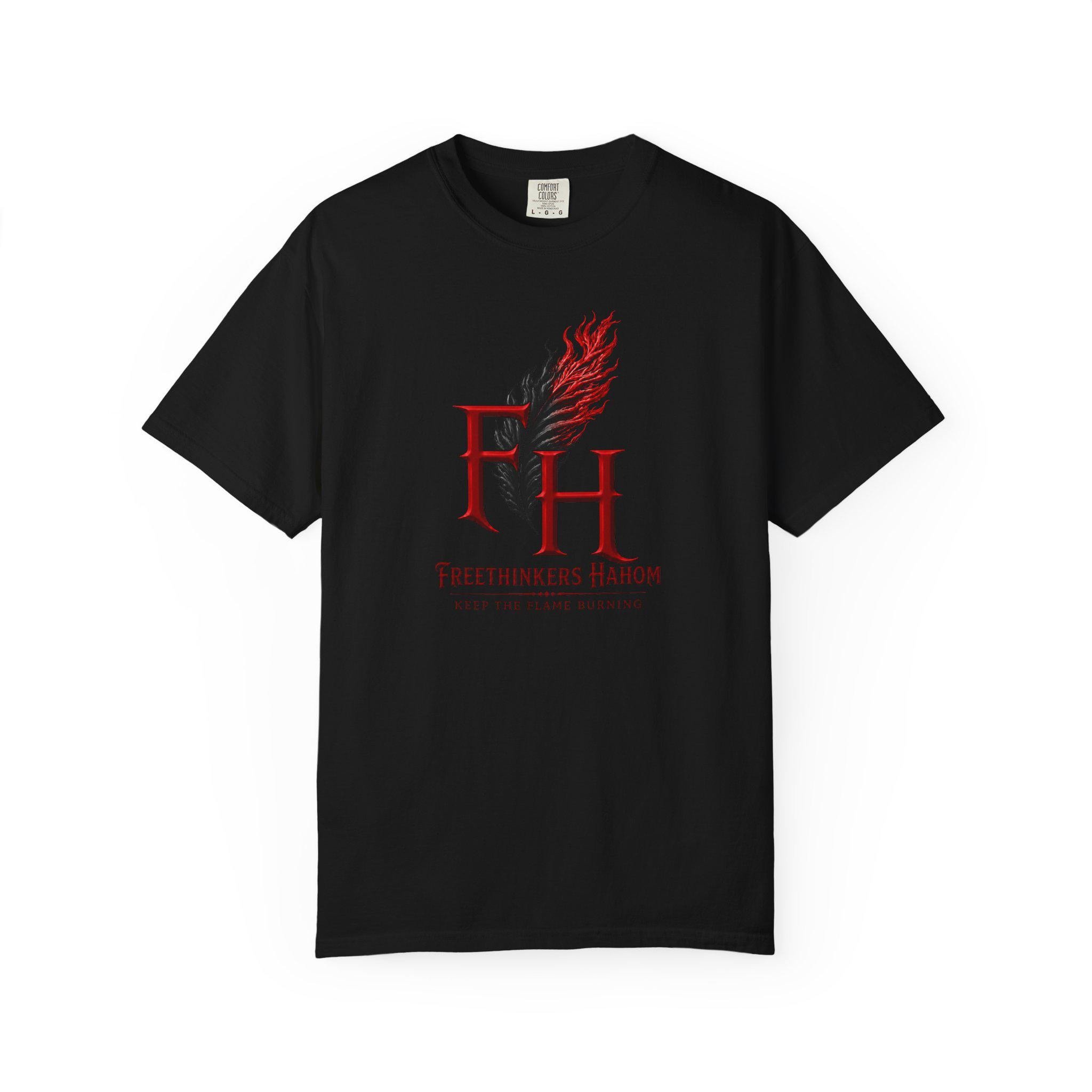 Freethinkers Hahom FH Flame Logo T-Shirt | Logo Tee Minimal Graphic, view 3