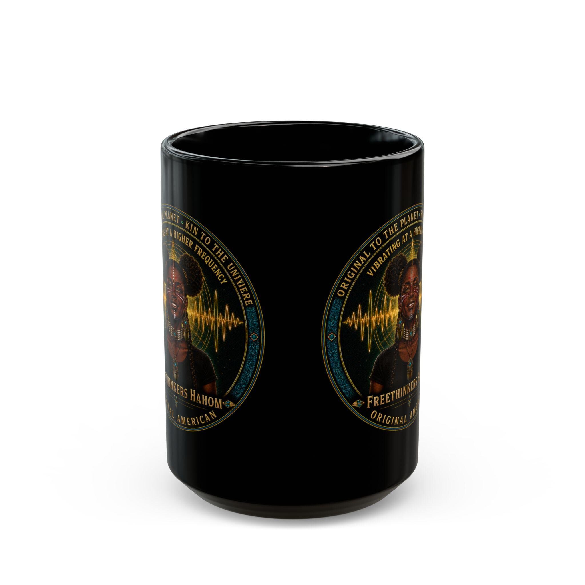 Original American Woman Portrait Black Mug Harmonic Wave, view 9