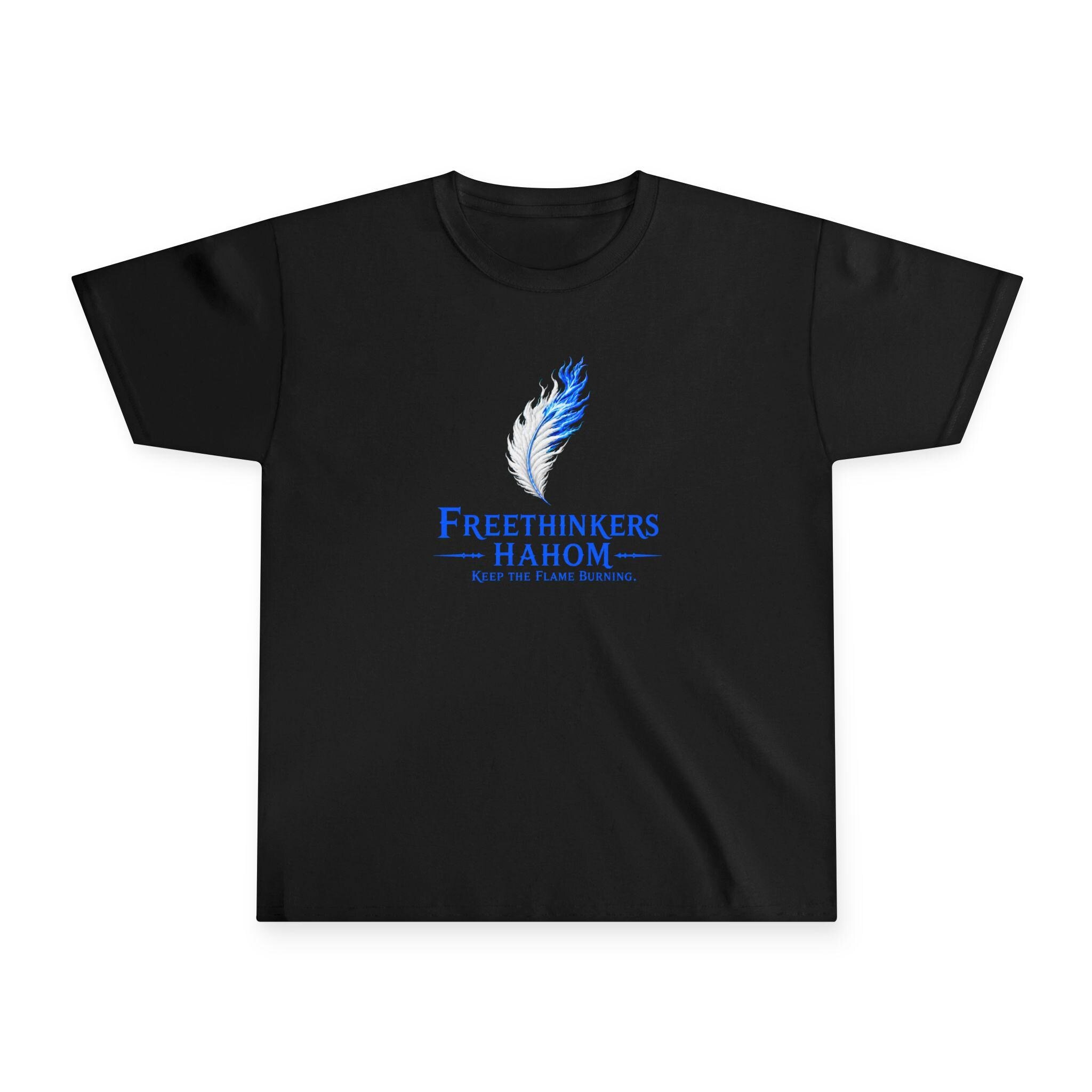 Blue Feather Flame Logo Youth Tee | Freethinkers Hahom, view 2