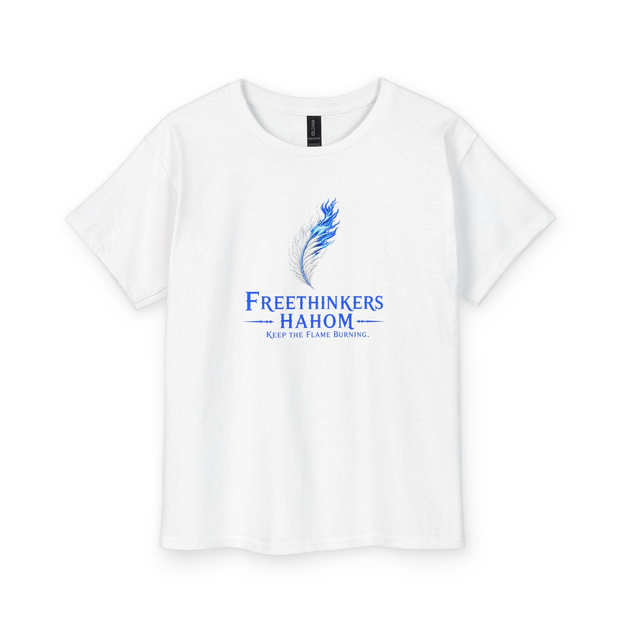 Blue Feather Flame Logo Youth Tee | Freethinkers Hahom, view 4