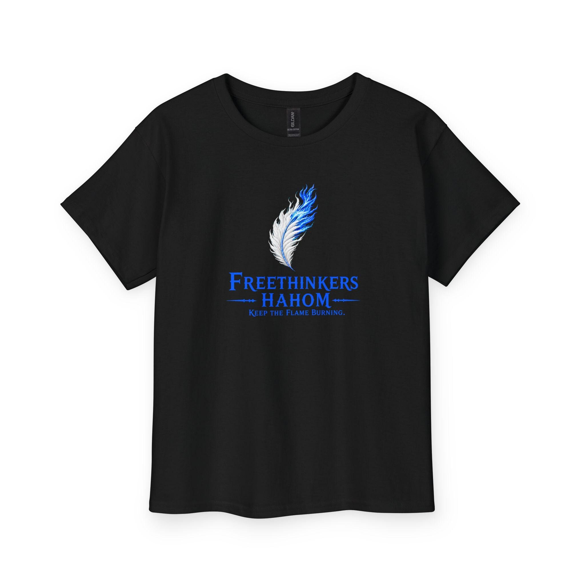 Blue Feather Flame Logo Youth Tee | Freethinkers Hahom, view 5