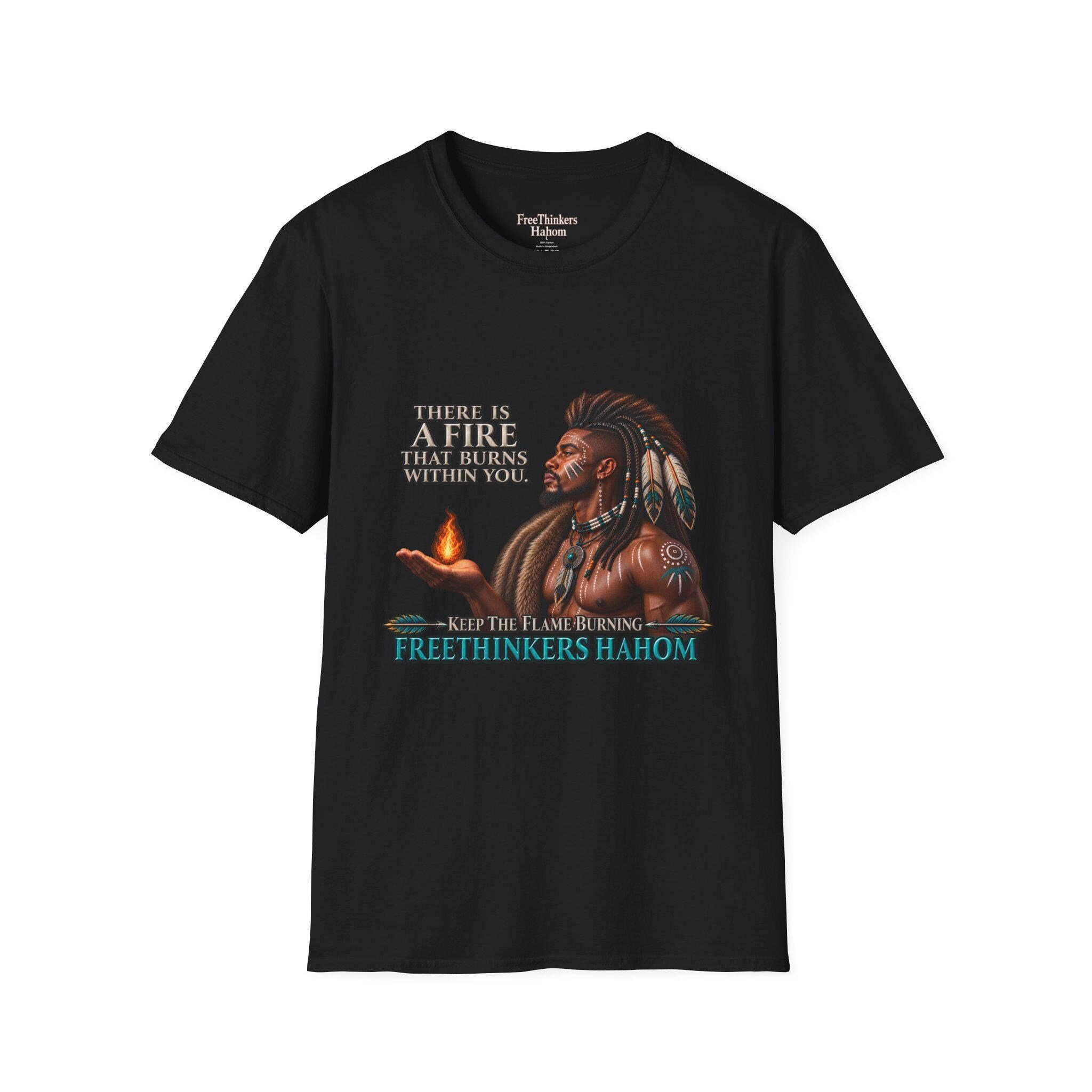 There Is A Fire That Burns Within You T-Shirt | Native Warrior Illustration, view 3