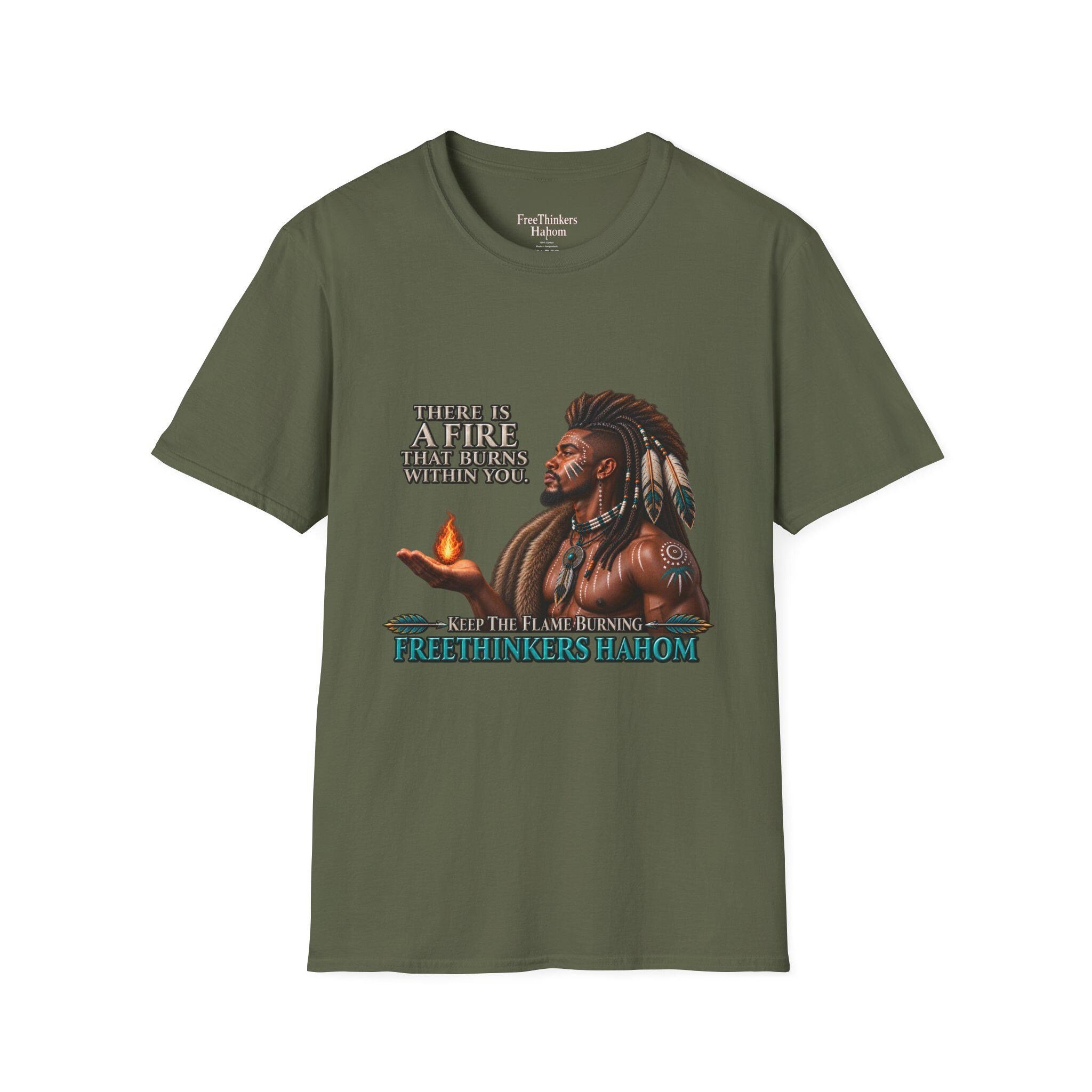 There Is A Fire That Burns Within You T-Shirt | Native Warrior Illustration, view 4