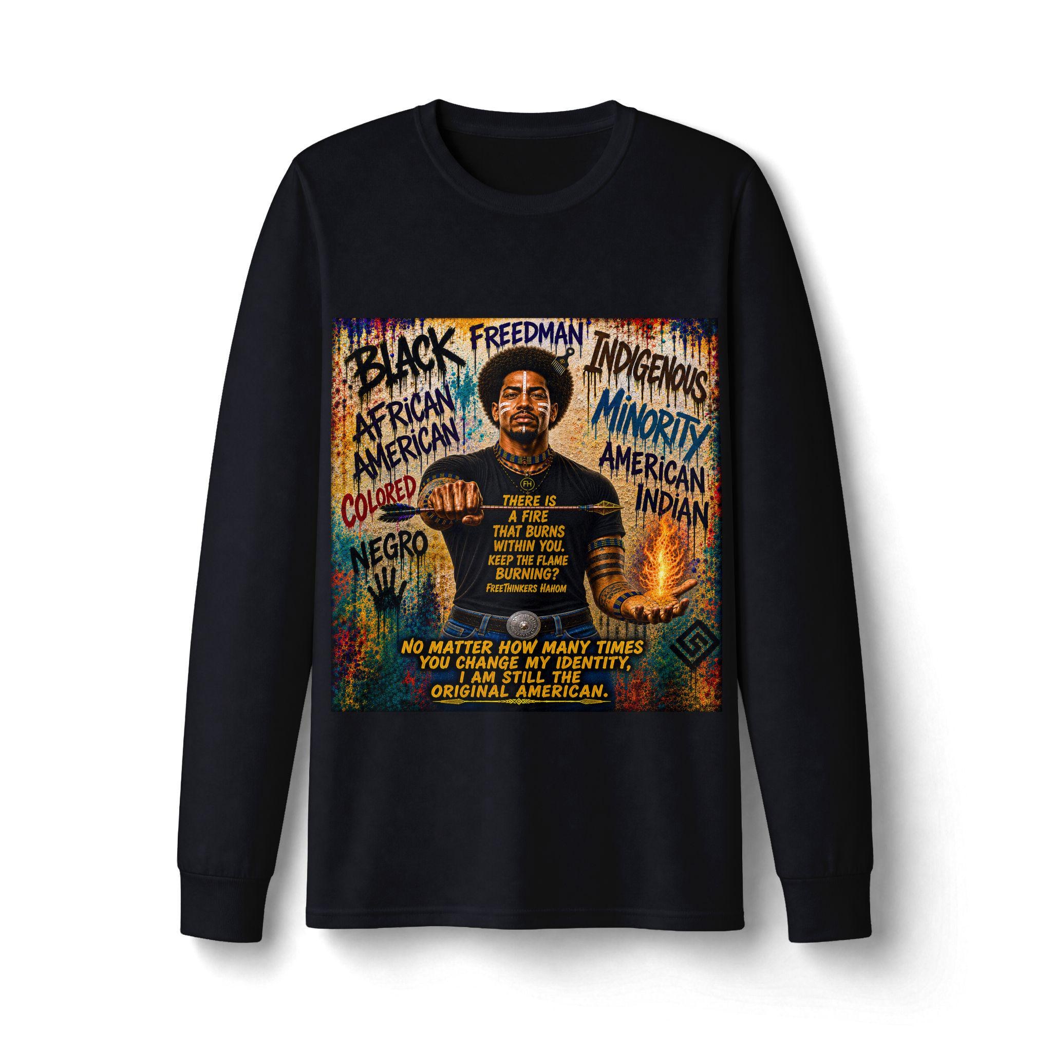 Paper Genocide American Heritage portrait long sleeve shirt | Indigenous minority message, view 1