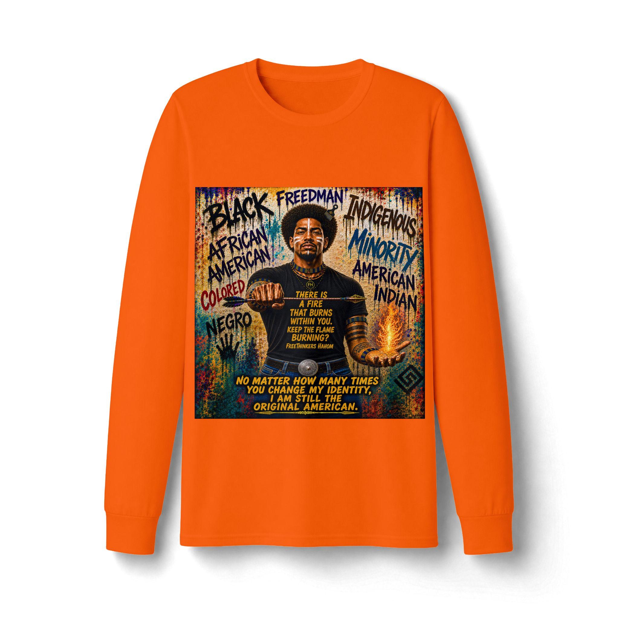 Paper Genocide American Heritage portrait long sleeve shirt | Indigenous minority message, view 2