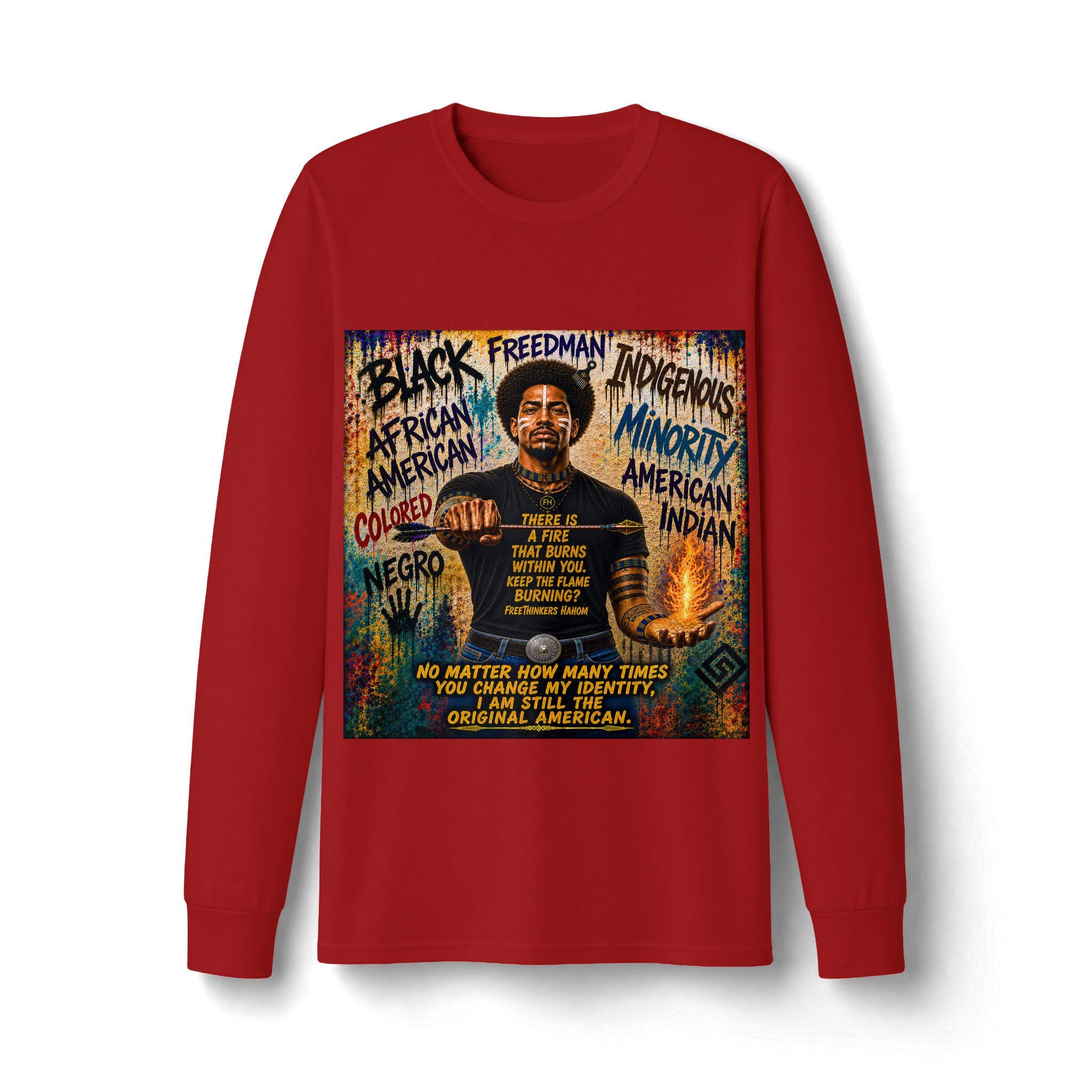 Paper Genocide American Heritage portrait long sleeve shirt | Indigenous minority message, view 5