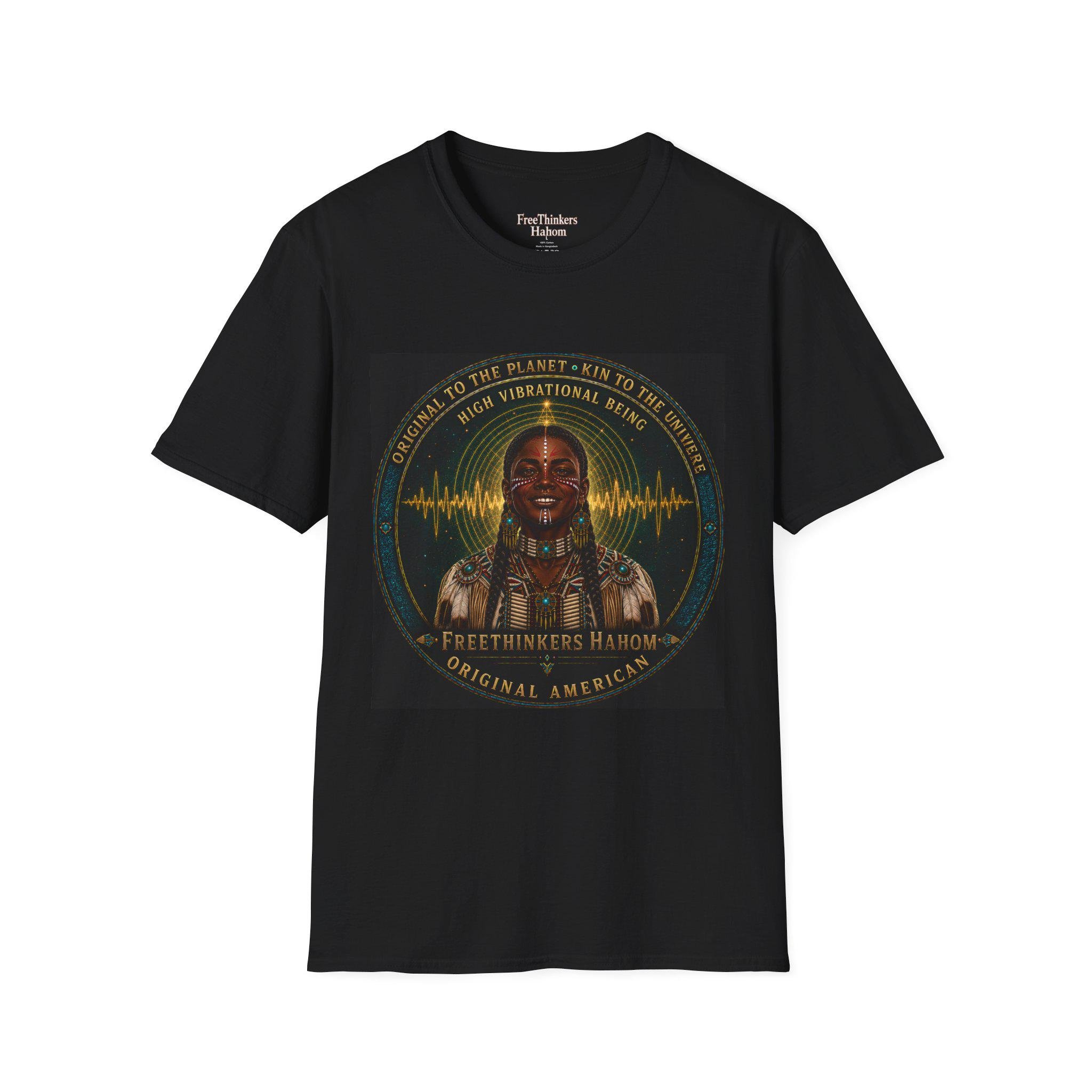 High Vibrational Being T-Shirt | Native Inspired Portrait, Spiritual Waveform