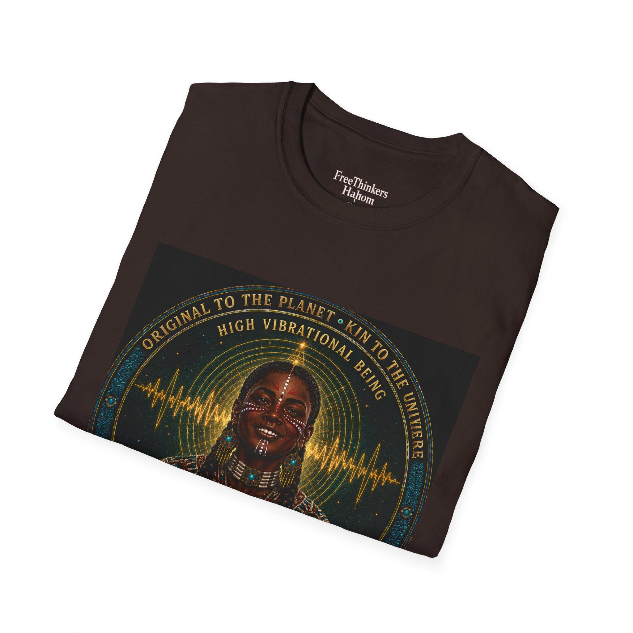 High Vibrational Being T-Shirt | Native Inspired Portrait, Spiritual Waveform, view 12
