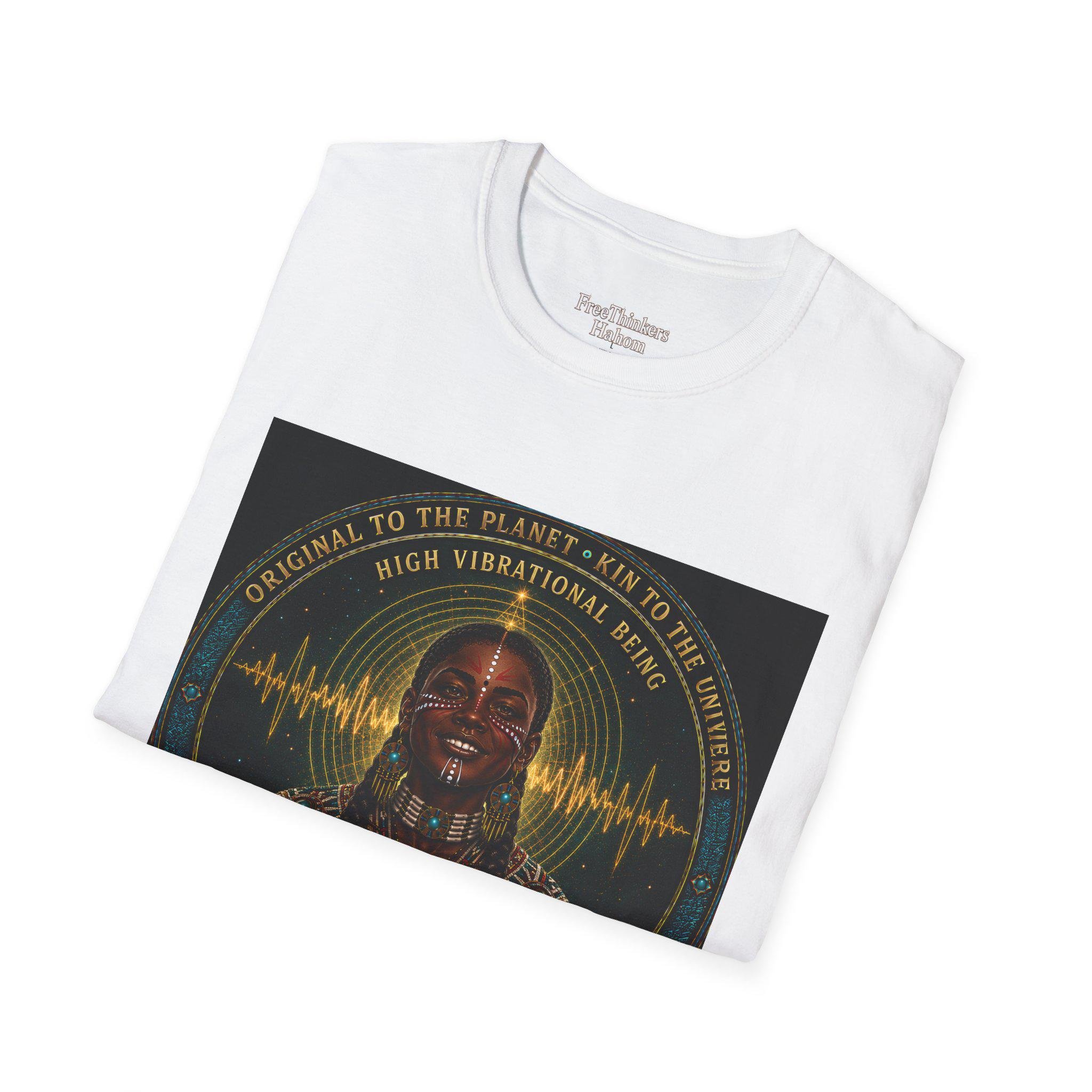 High Vibrational Being T-Shirt | Native Inspired Portrait, Spiritual Waveform, view 14