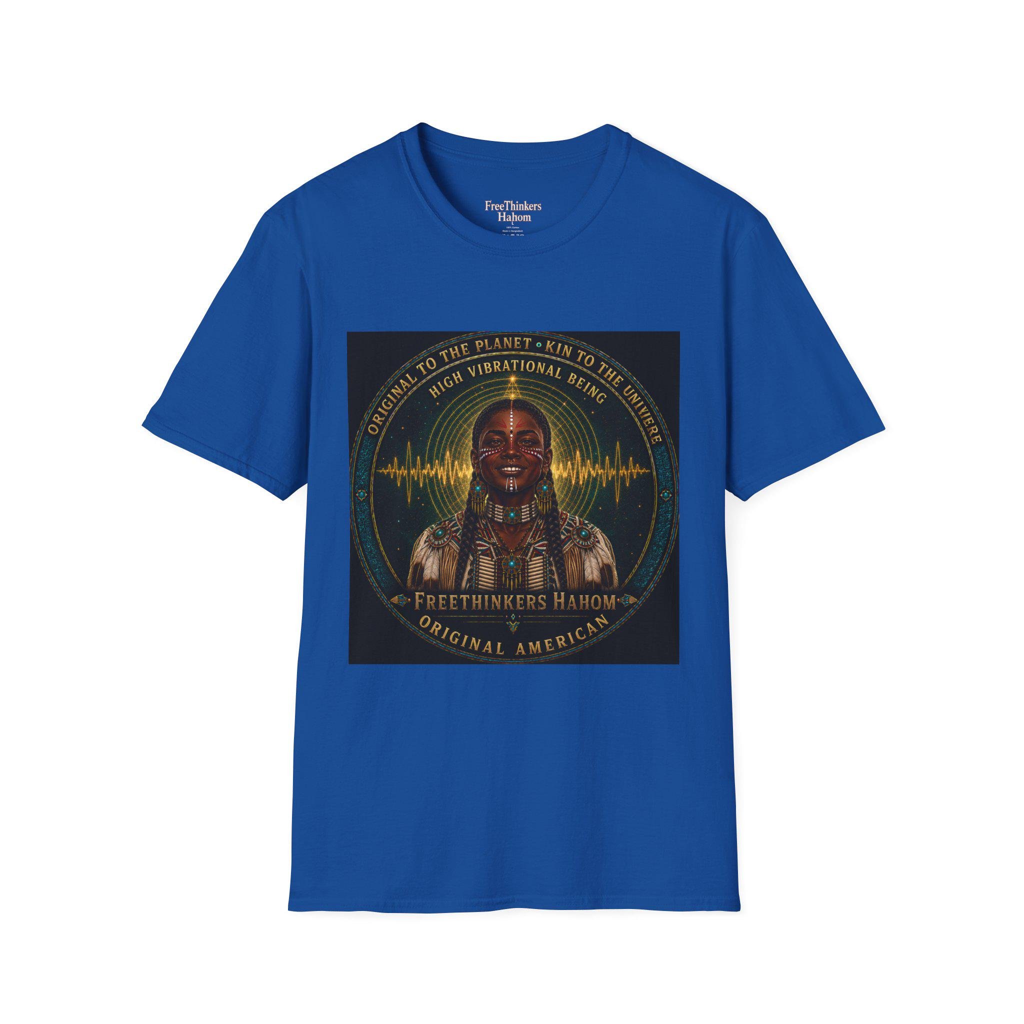 High Vibrational Being T-Shirt | Native Inspired Portrait, Spiritual Waveform, view 6