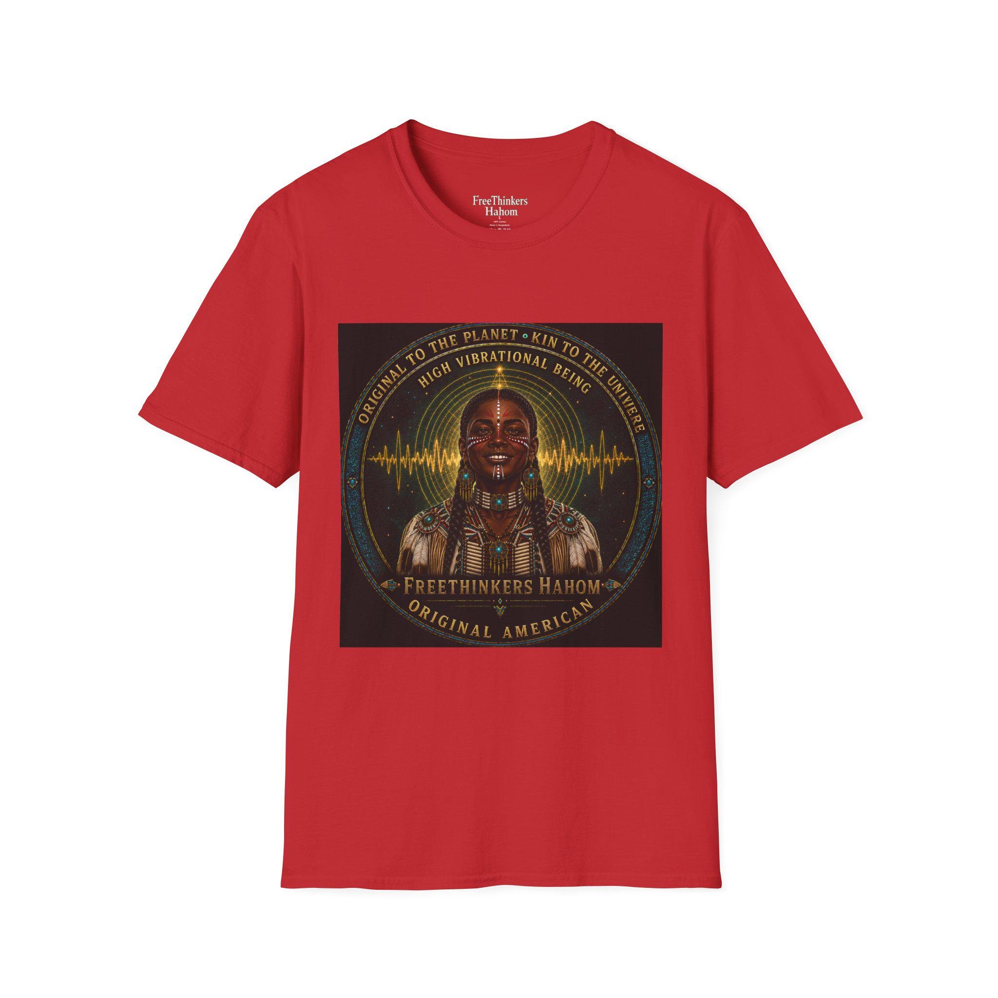 High Vibrational Being T-Shirt | Native Inspired Portrait, Spiritual Waveform, view 8