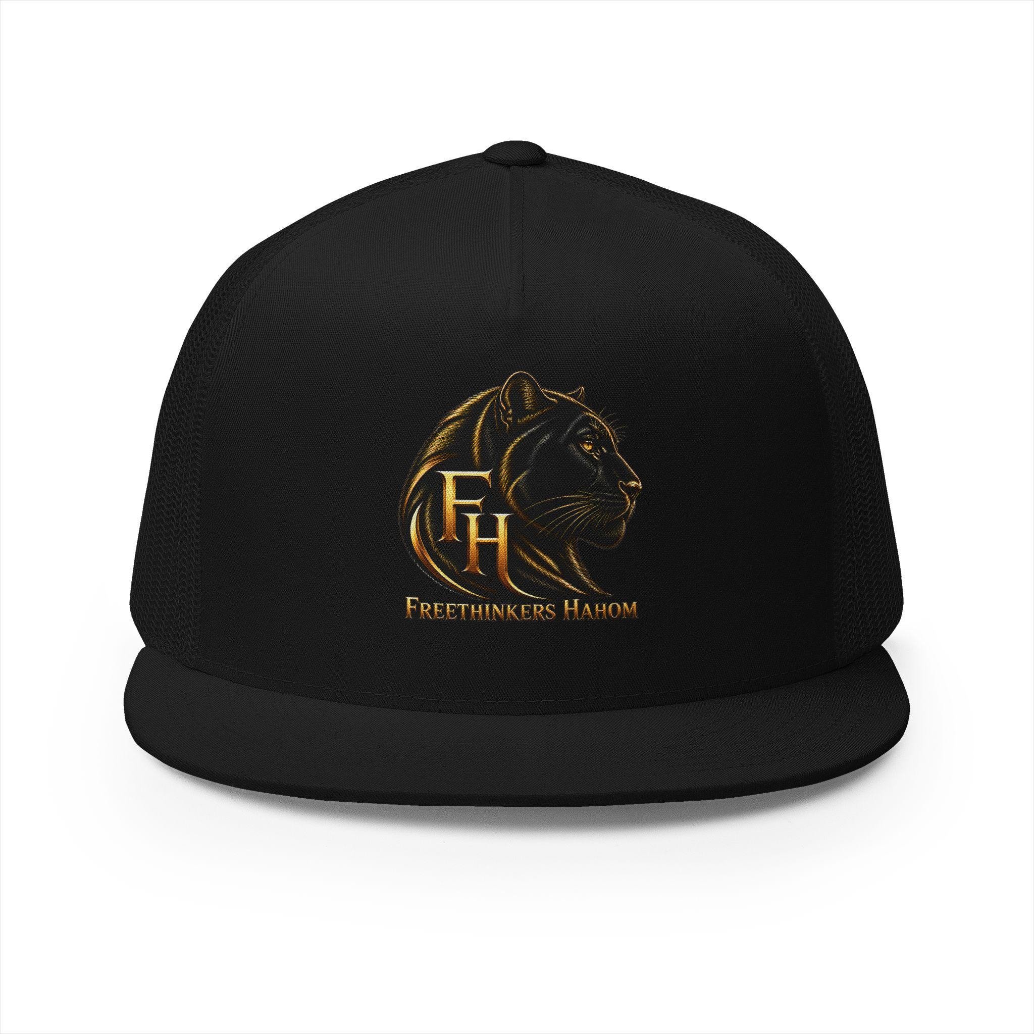 black panther Head Monogram FH Trucker Cap | Gold Foil Logo, view 11