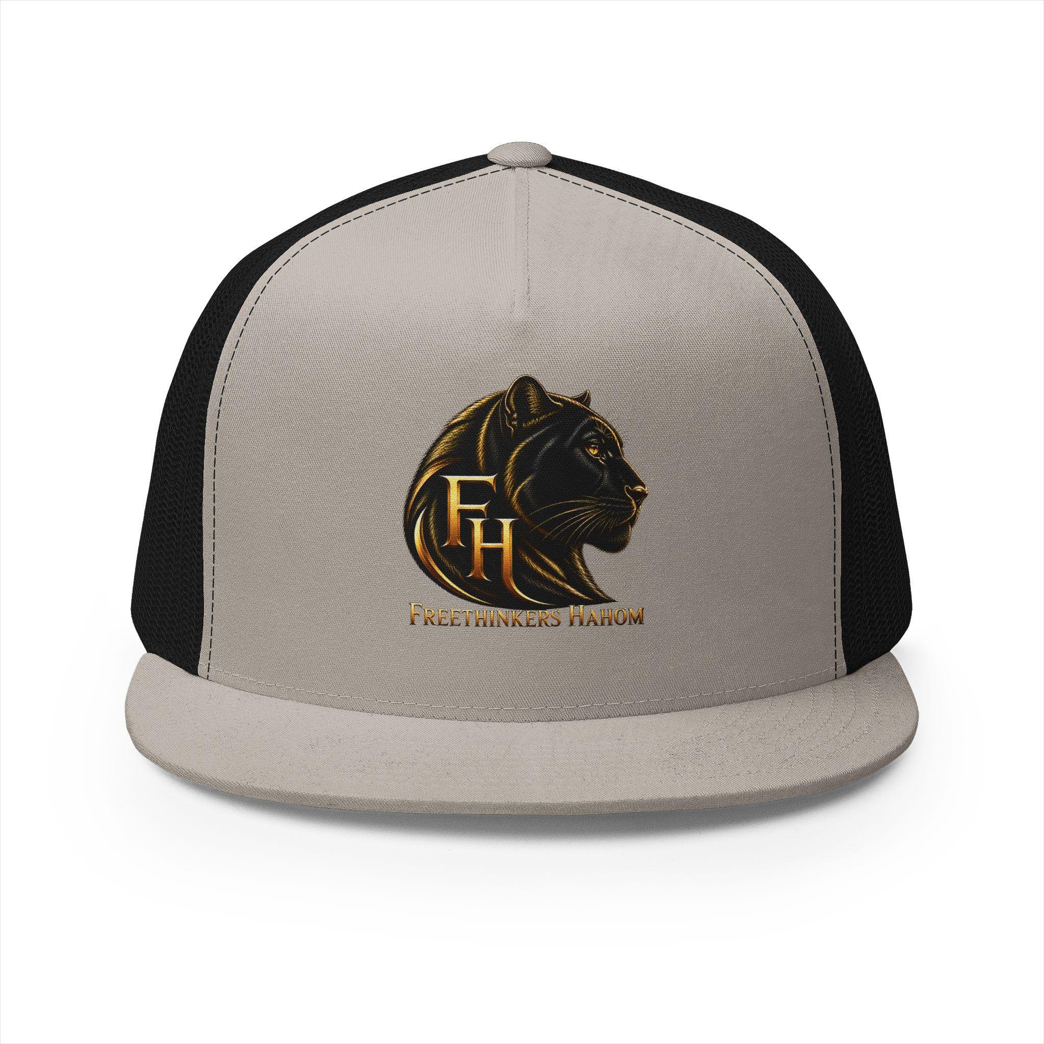 black panther Head Monogram FH Trucker Cap | Gold Foil Logo, view 17