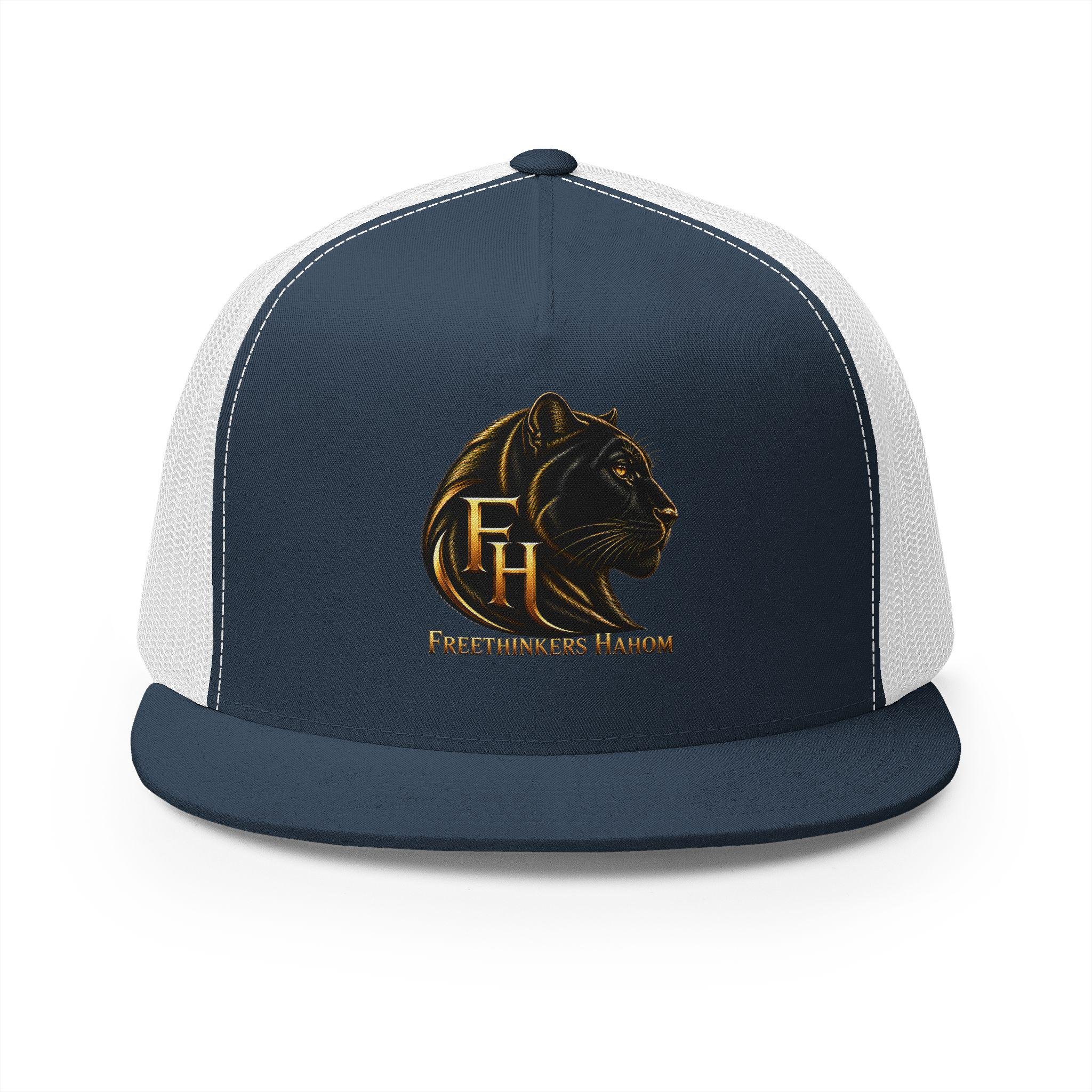 black panther Head Monogram FH Trucker Cap | Gold Foil Logo, view 2